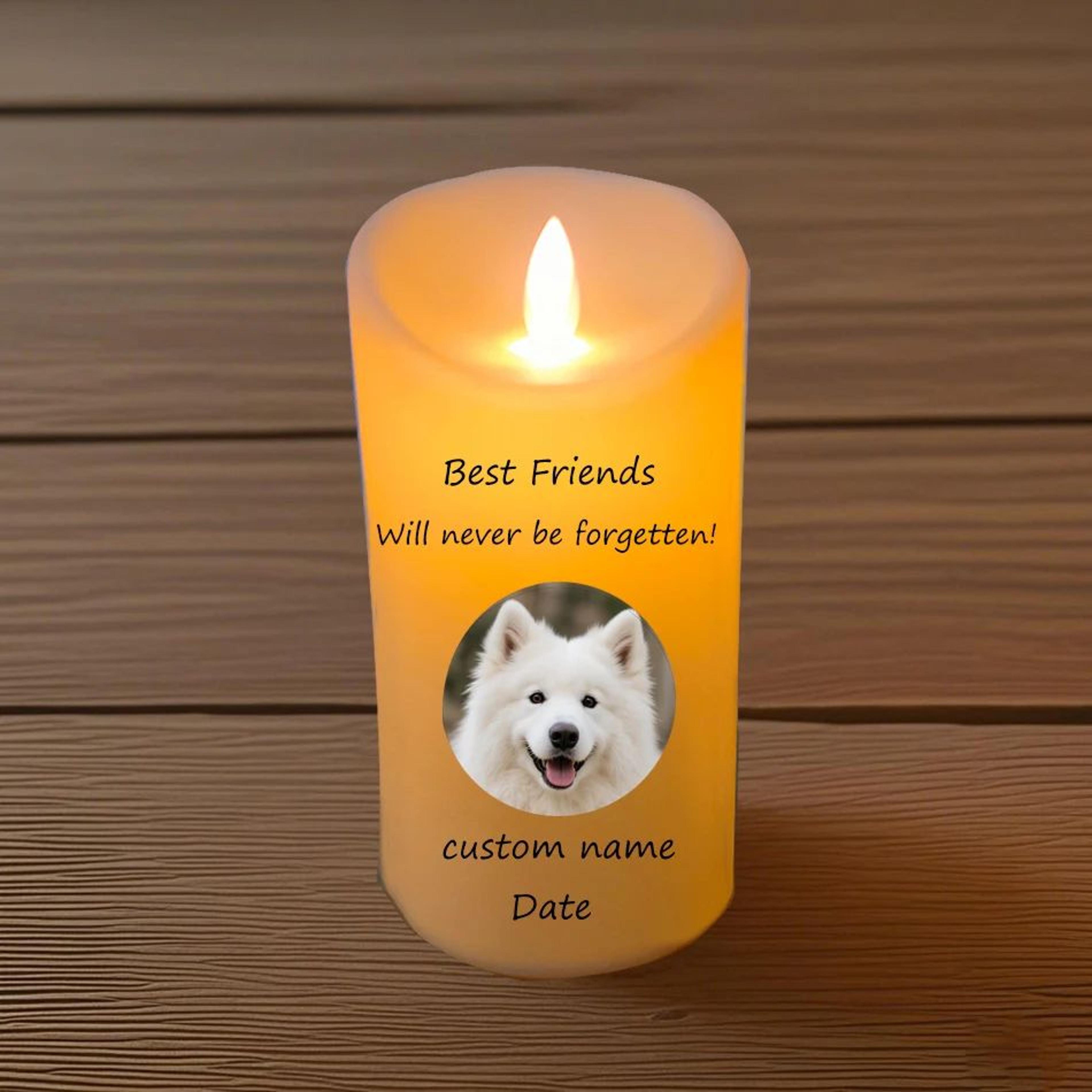 personalized led flameless candle with custom photo & text – battery operated memorial decorative candle