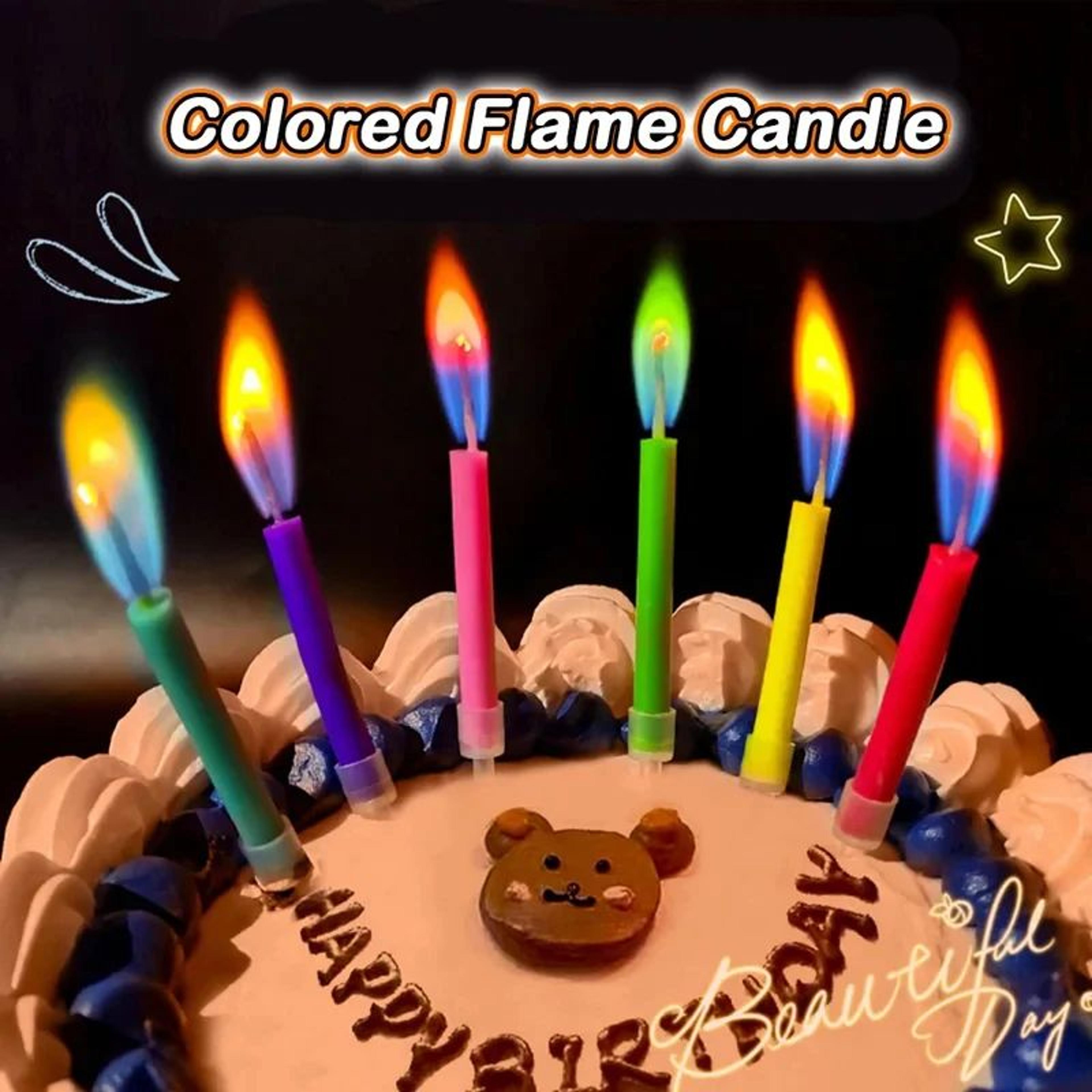 rainbow color flame birthday candles – colorful cake decoration candles for parties, weddings & diy baking
