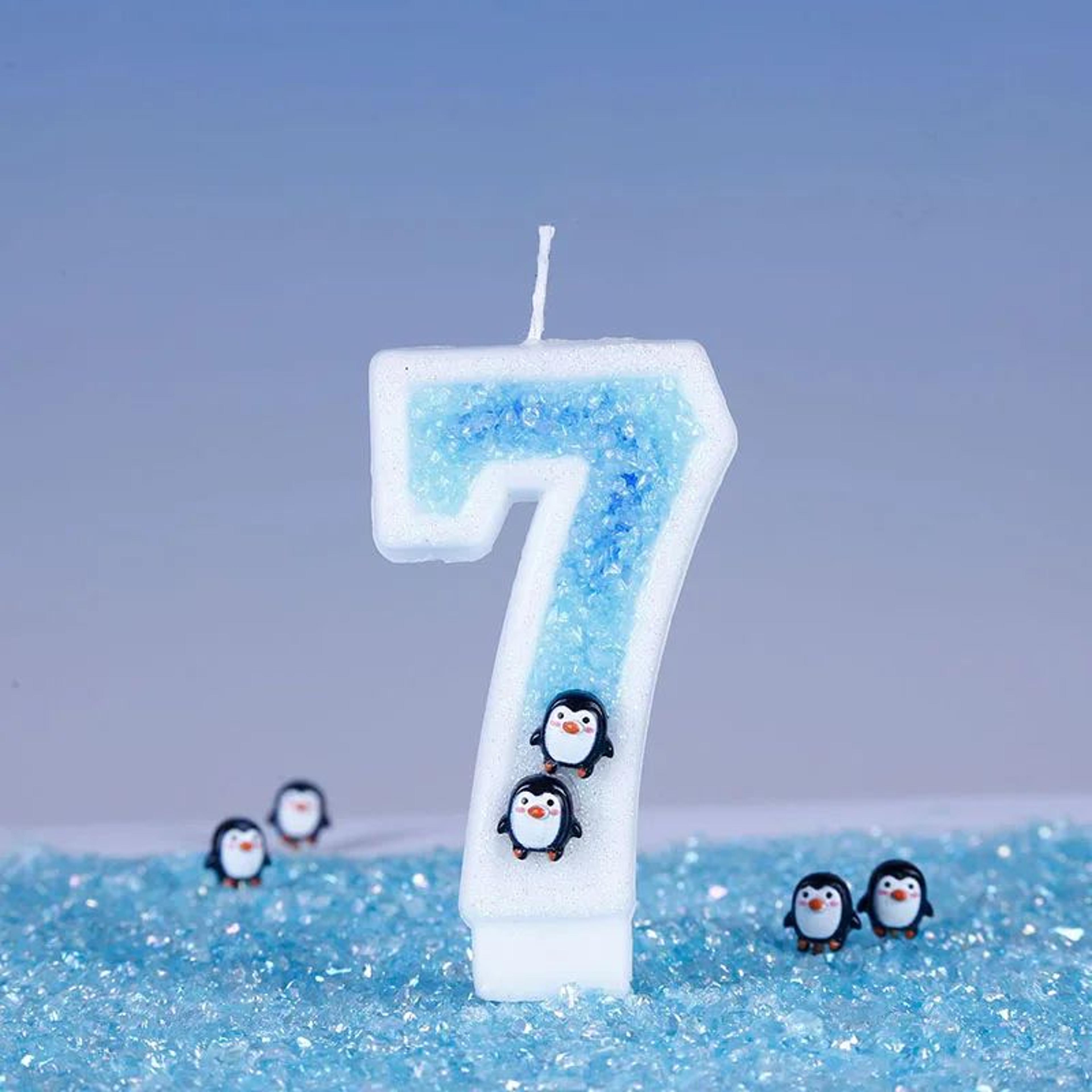 cute penguin birthday candles 0–9 number – 3d cartoon cake topper for kids birthday party & wedding decorations