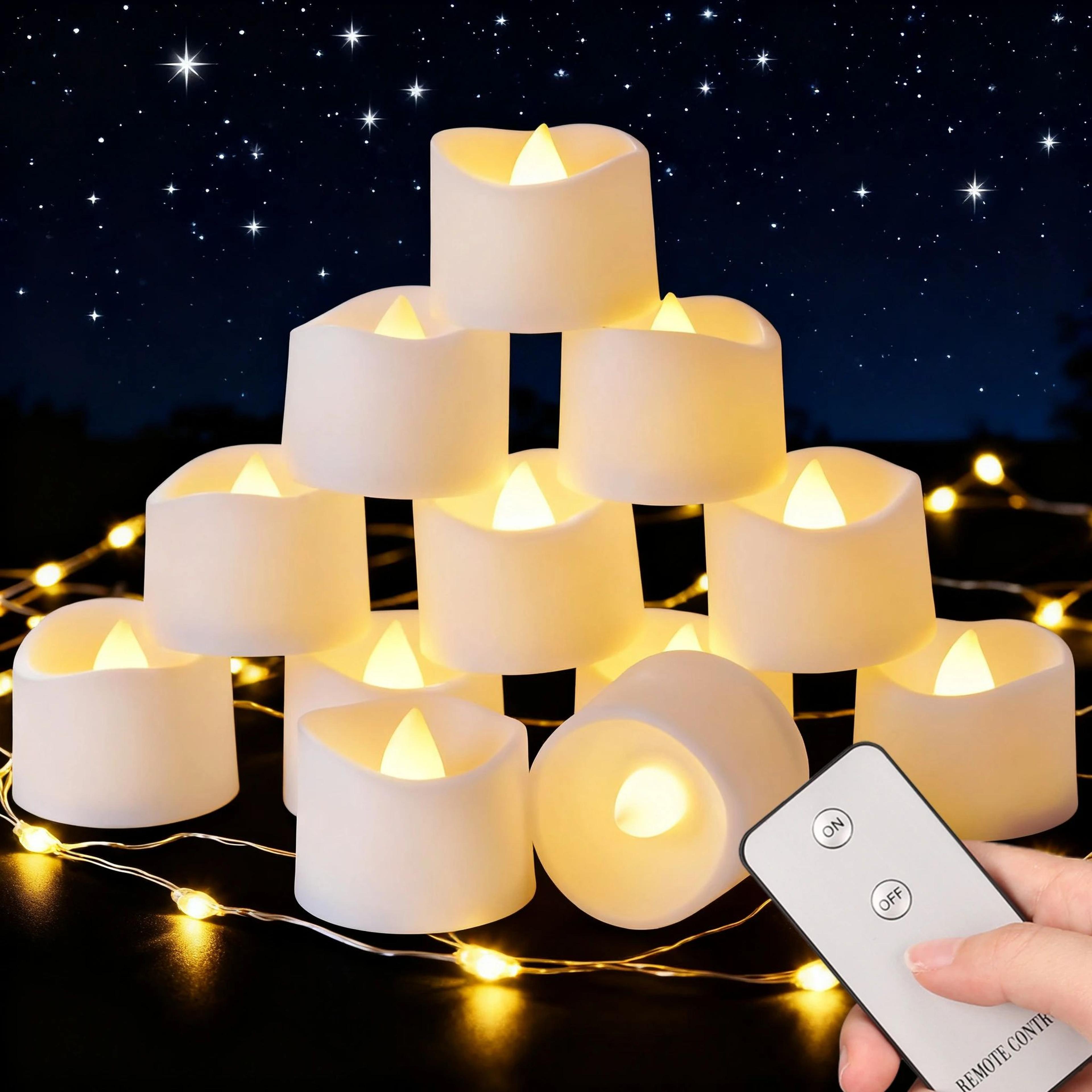 led tea lights with remote control – battery operated flameless flickering candles for christmas, halloween & home decor