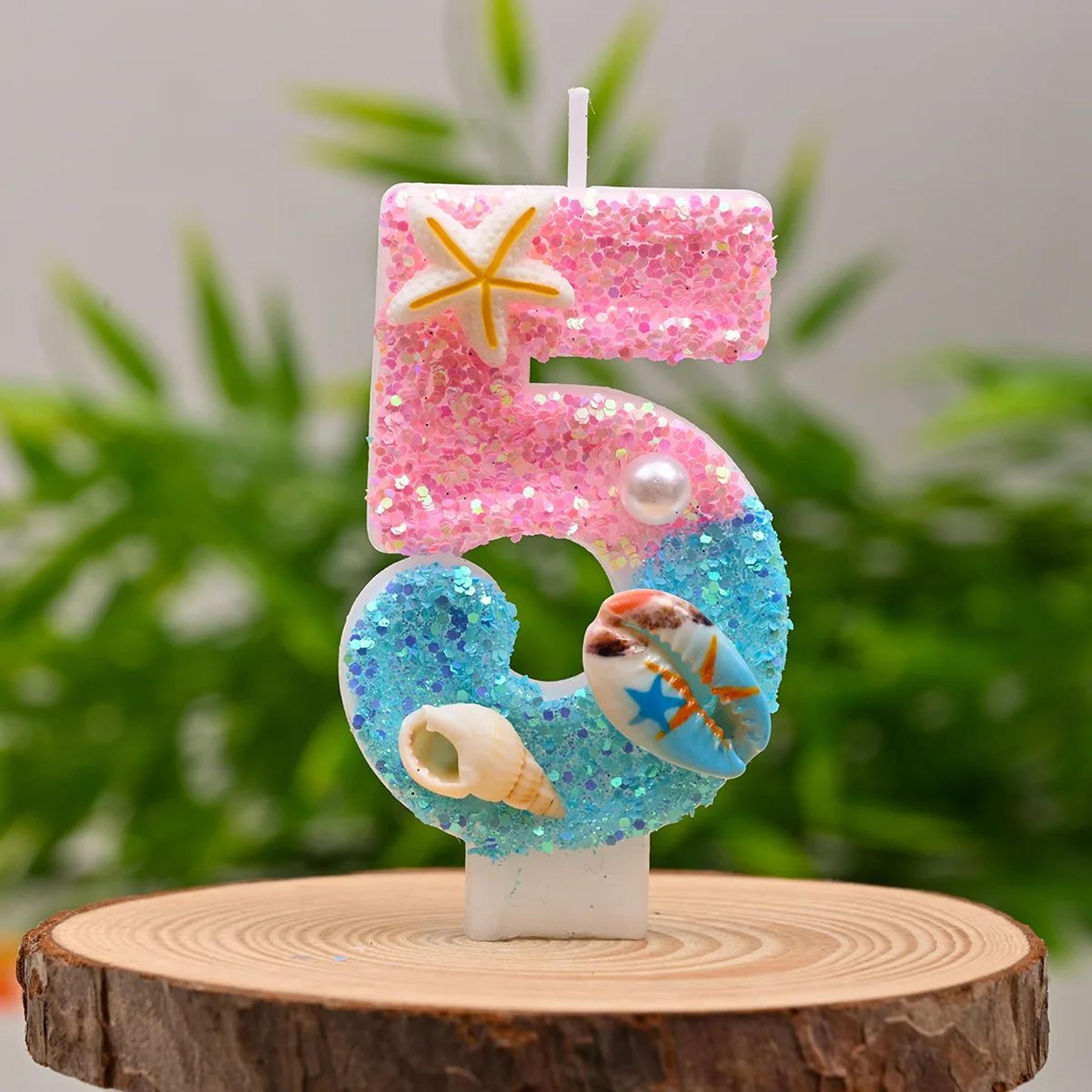 gradient blue ocean golden snail number birthday candle – 0–9 decorative cake topper for kids & party celebrations