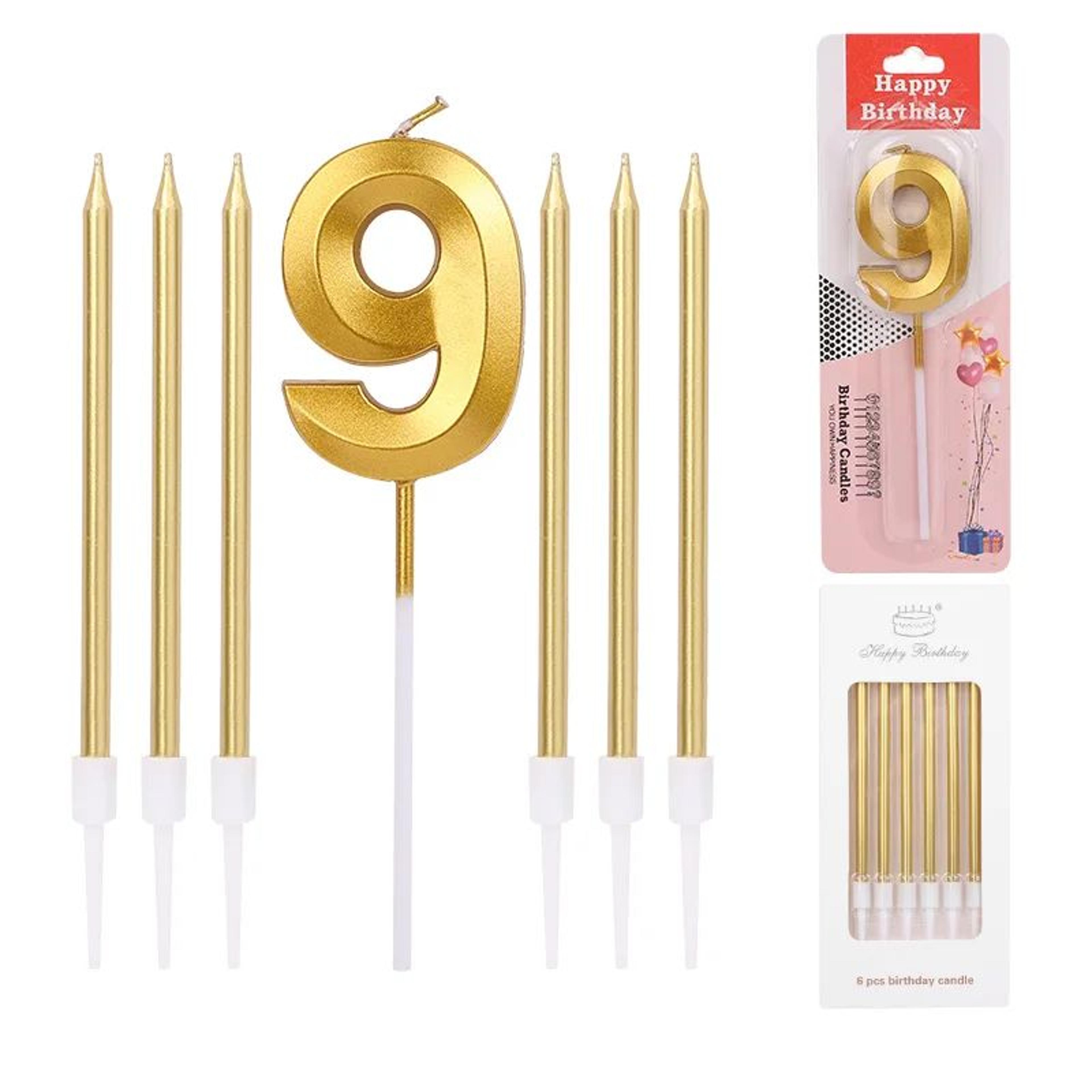 1-7pcs golden number birthday candles – metallic digital cake toppers for birthday, wedding & celebration cakes