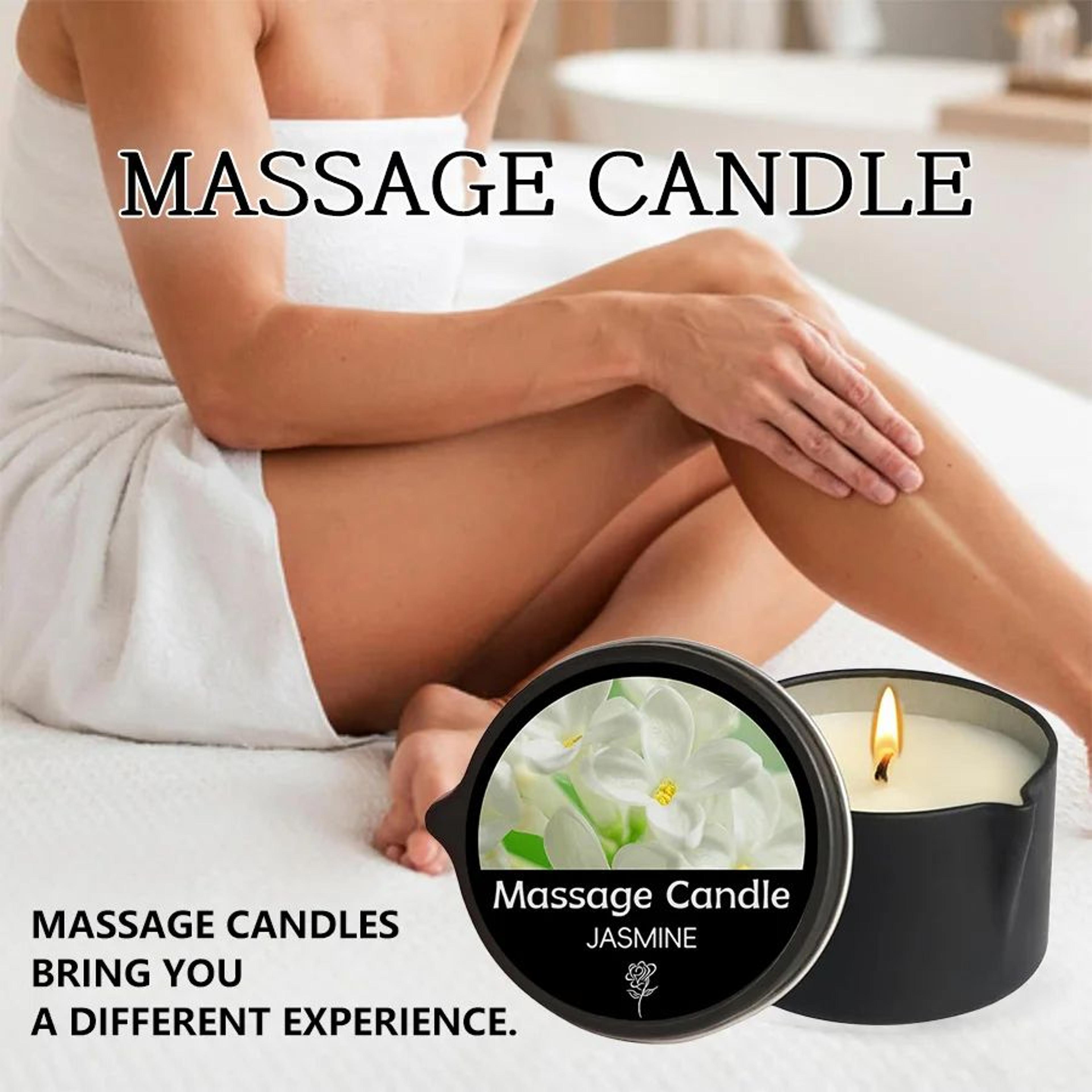 essential oil massage candle – warm massage oil with pour spout, 6 scents, handmade 1 oz & 2 oz