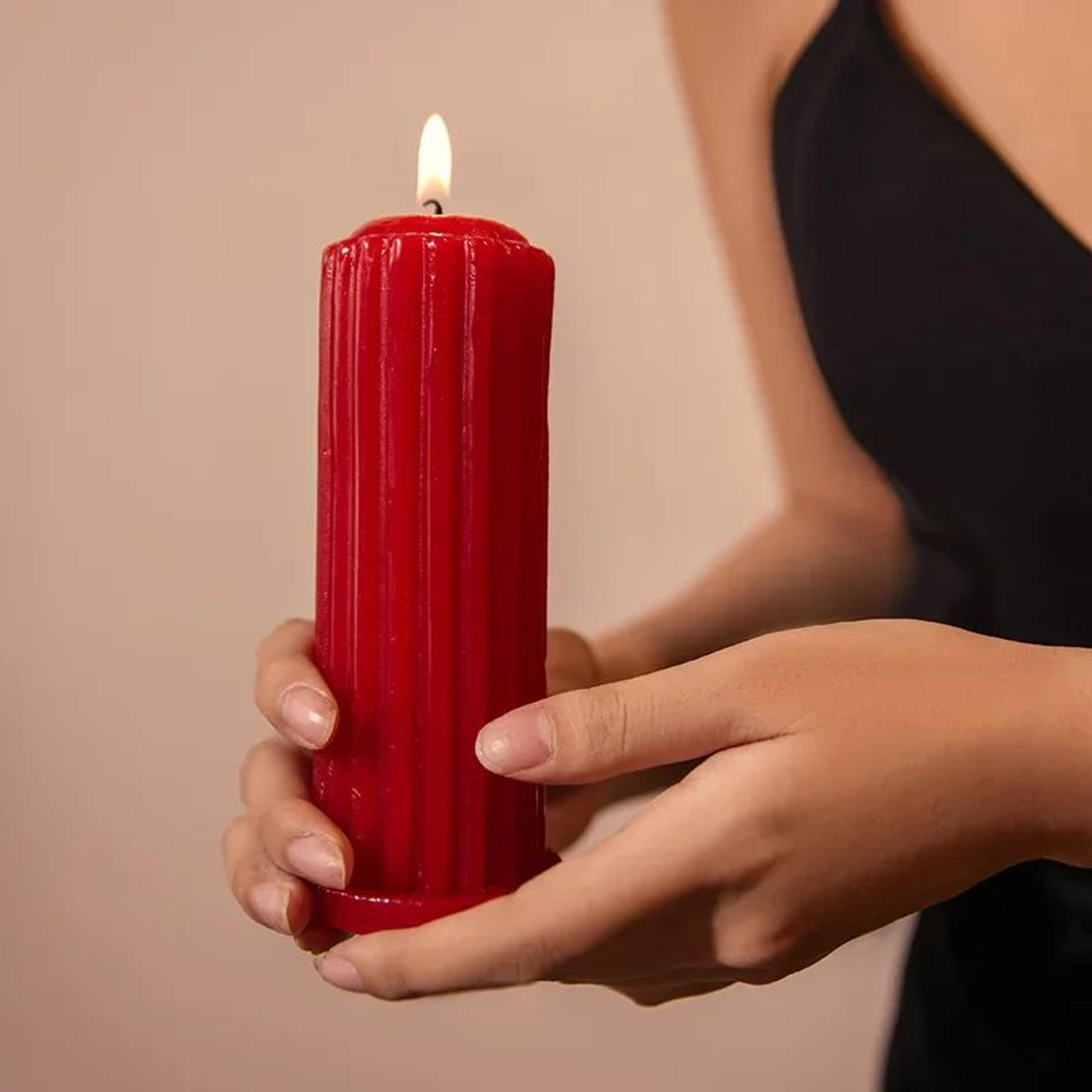 handmade soy wax roman pillar candle – 48°c low temperature scented decorative candle stick
