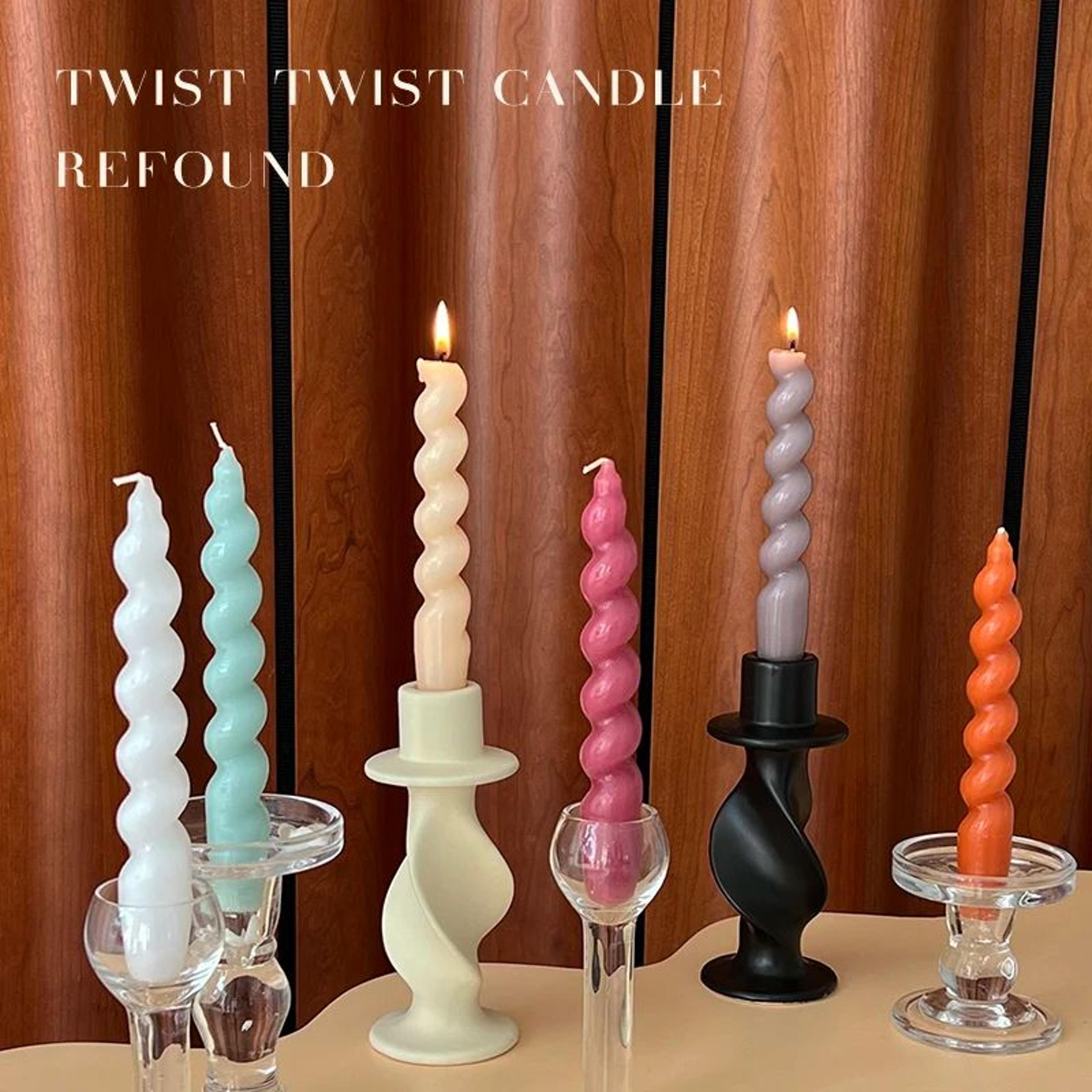 handmade spiral taper candles set of 2 – 7.5 in twisted unscented decorative dinner candles for home & parties