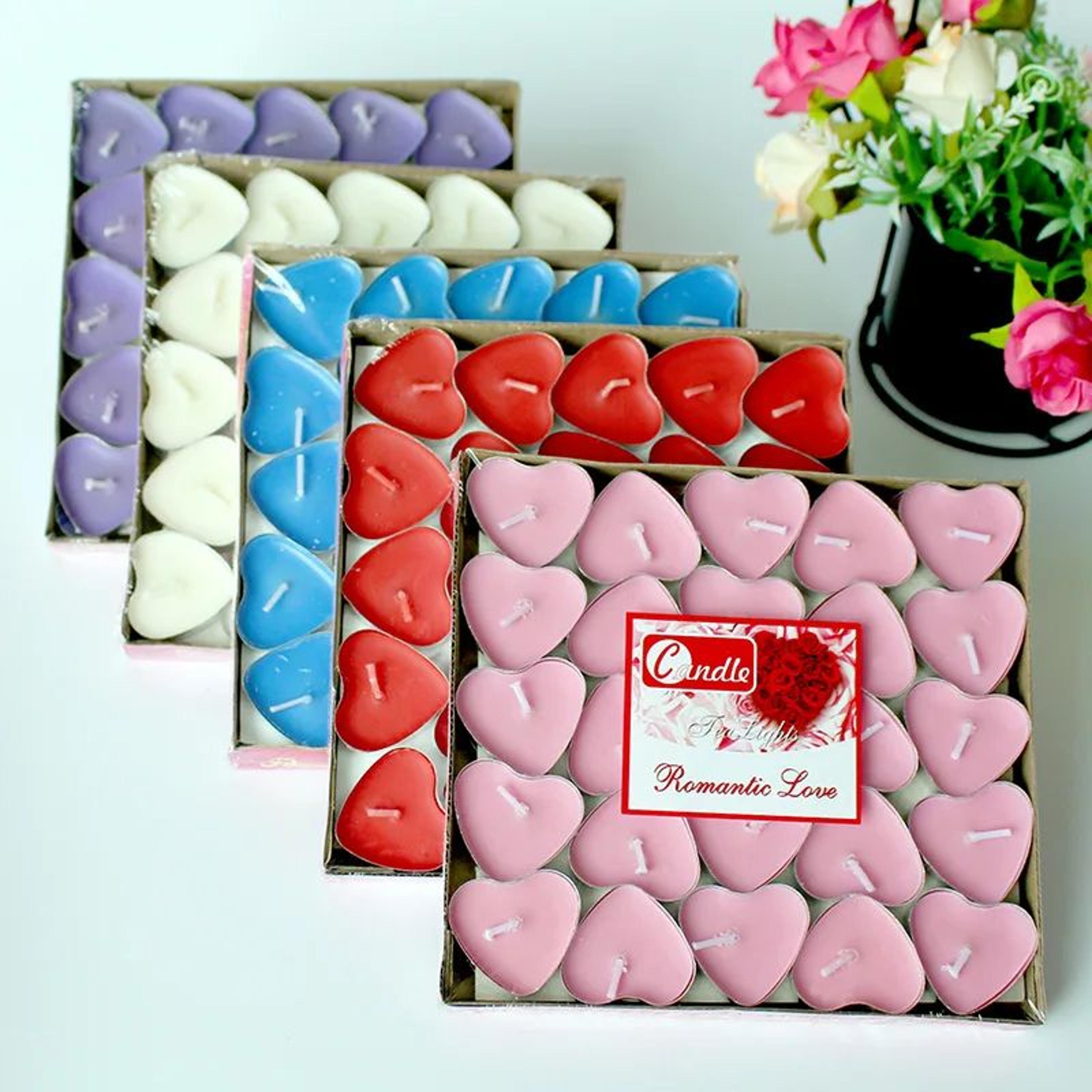 50pcs heart-shaped tea candles set – smokeless wax candles for weddings, birthdays, valentine's day & diy decor