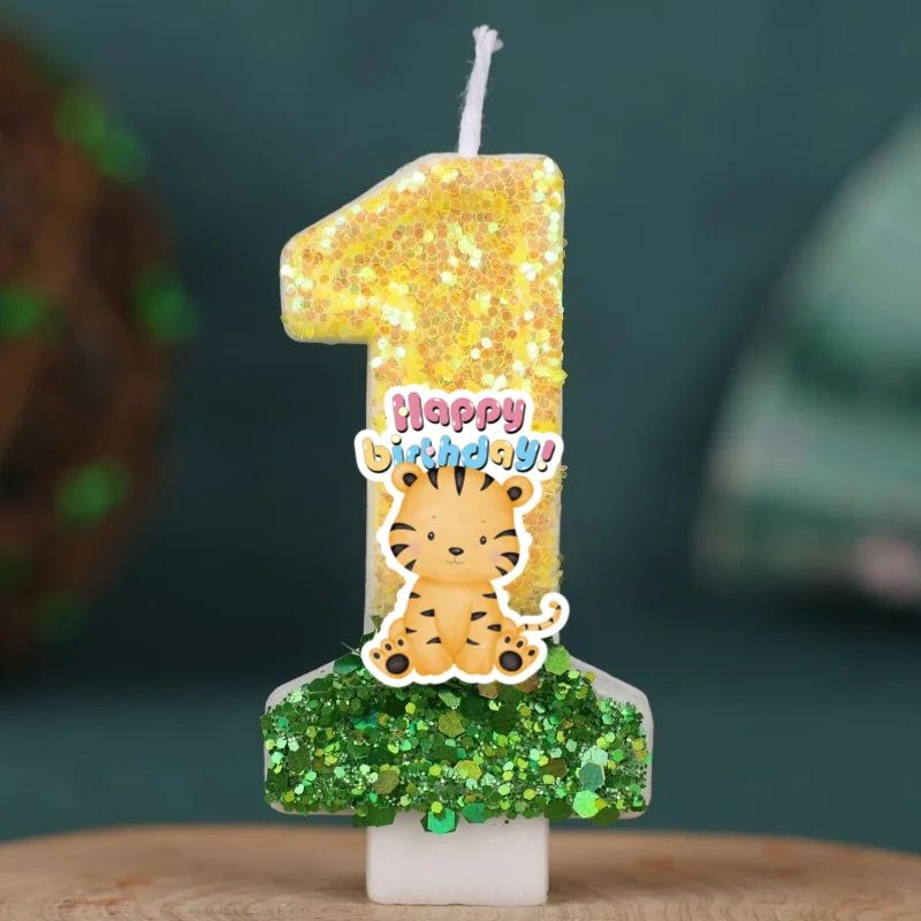 forest animal leopard number digital candle 0–9 – cartoon birthday cake decoration for kids party
