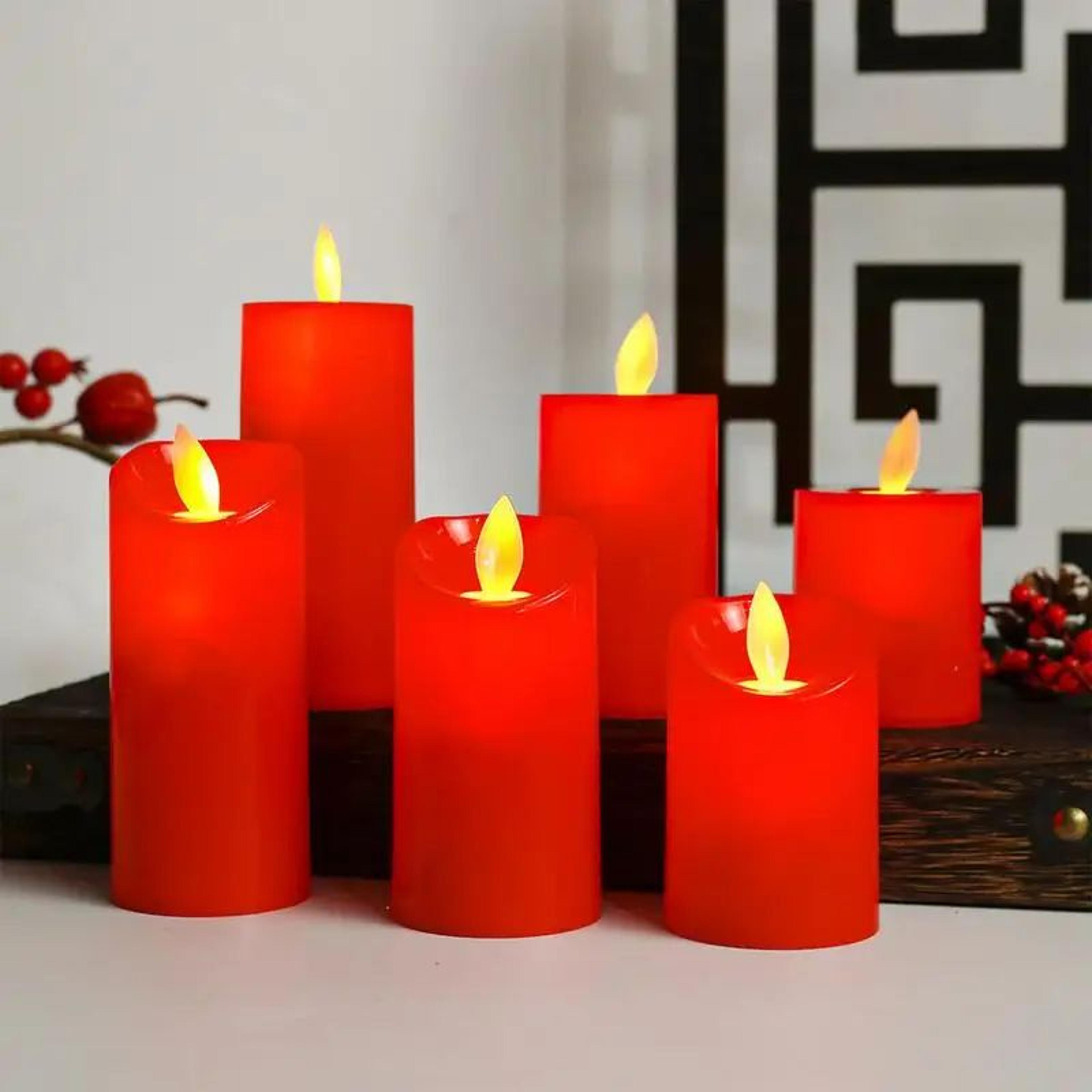 led moving flame red candle – battery operated flameless flickering pillar candle for christmas, weddings & home decor