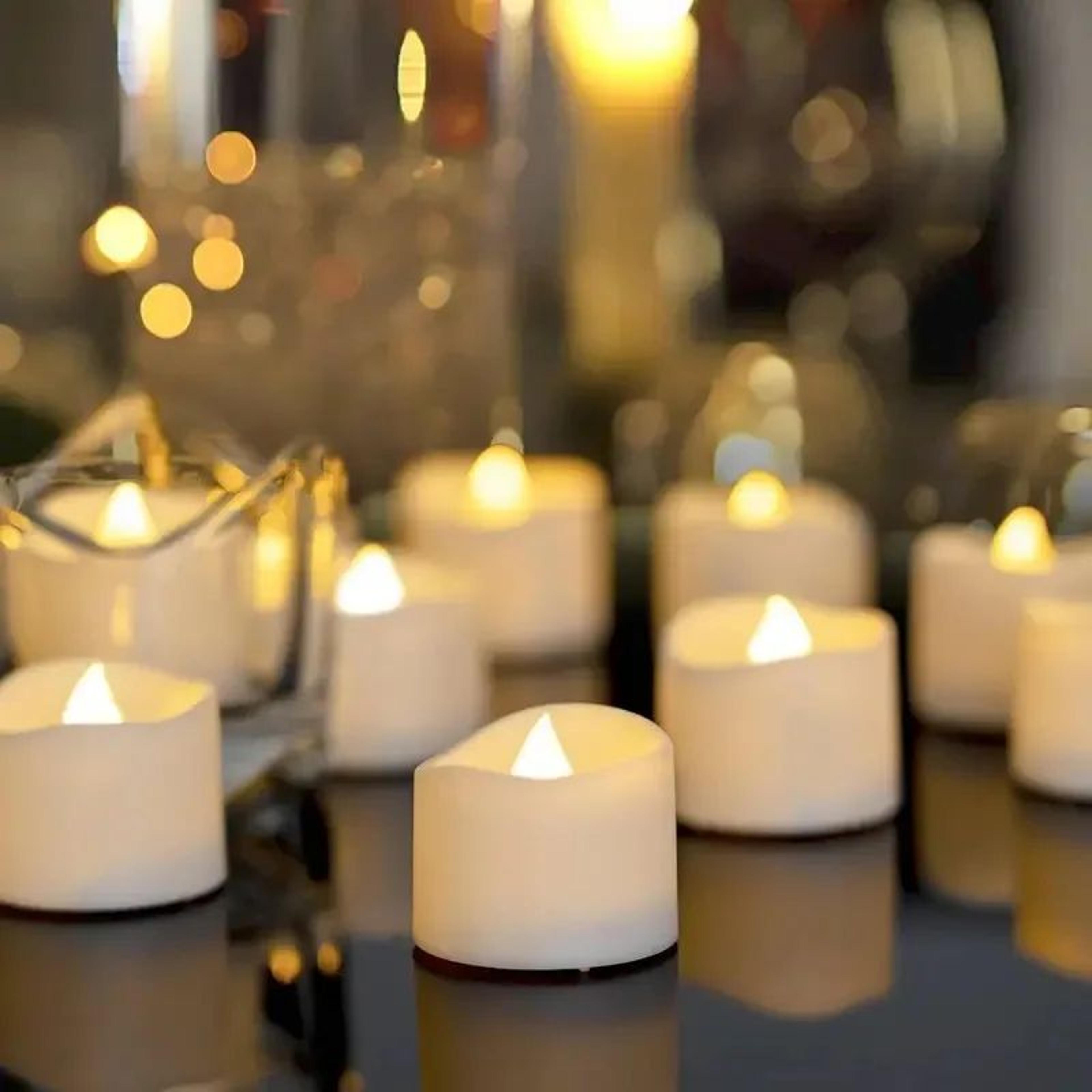 flameless led tea light candles – battery operated flickering votive lights for weddings, centerpieces & home decor