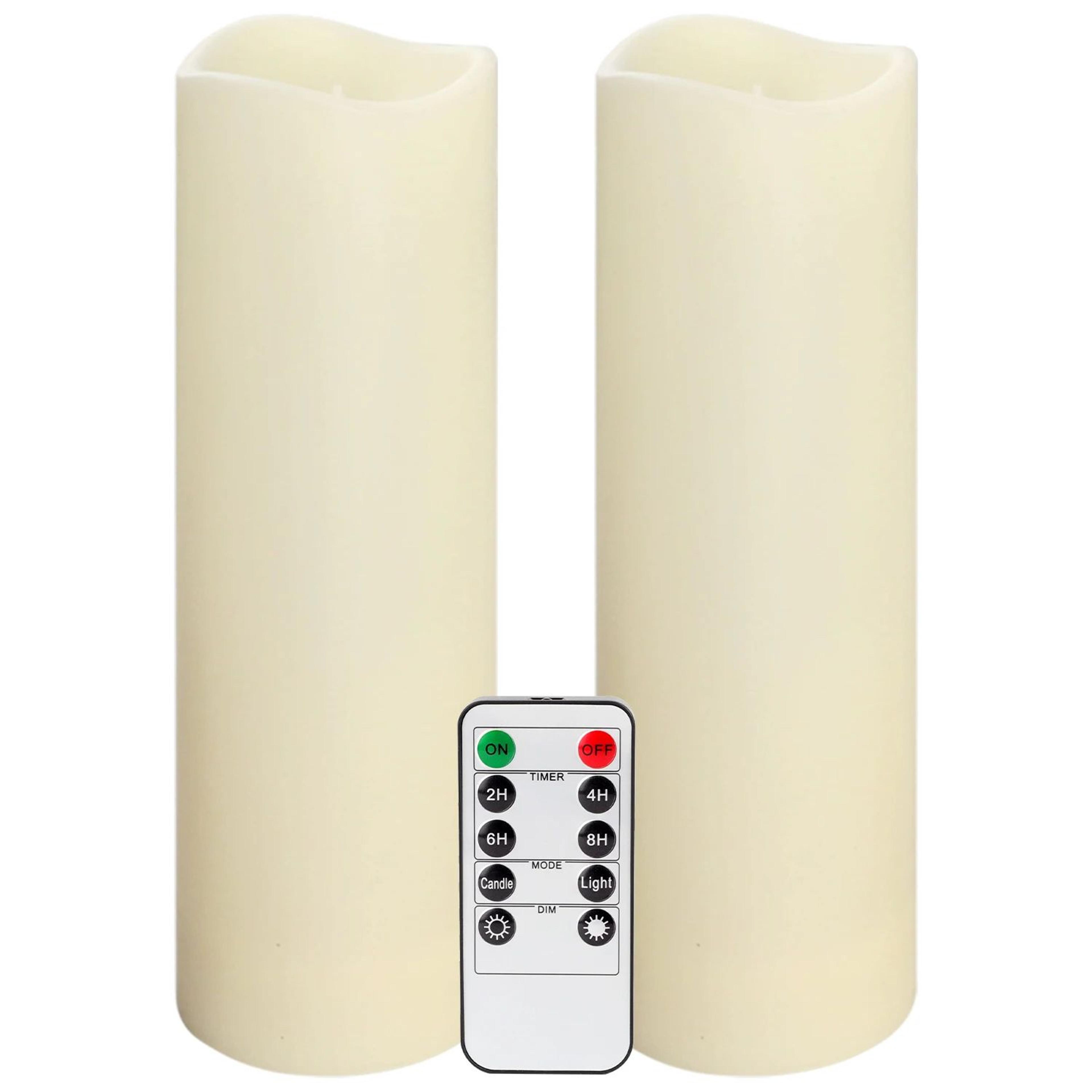 battery-powered led wax candles with remote control – flameless dimmable decorative pillar candles