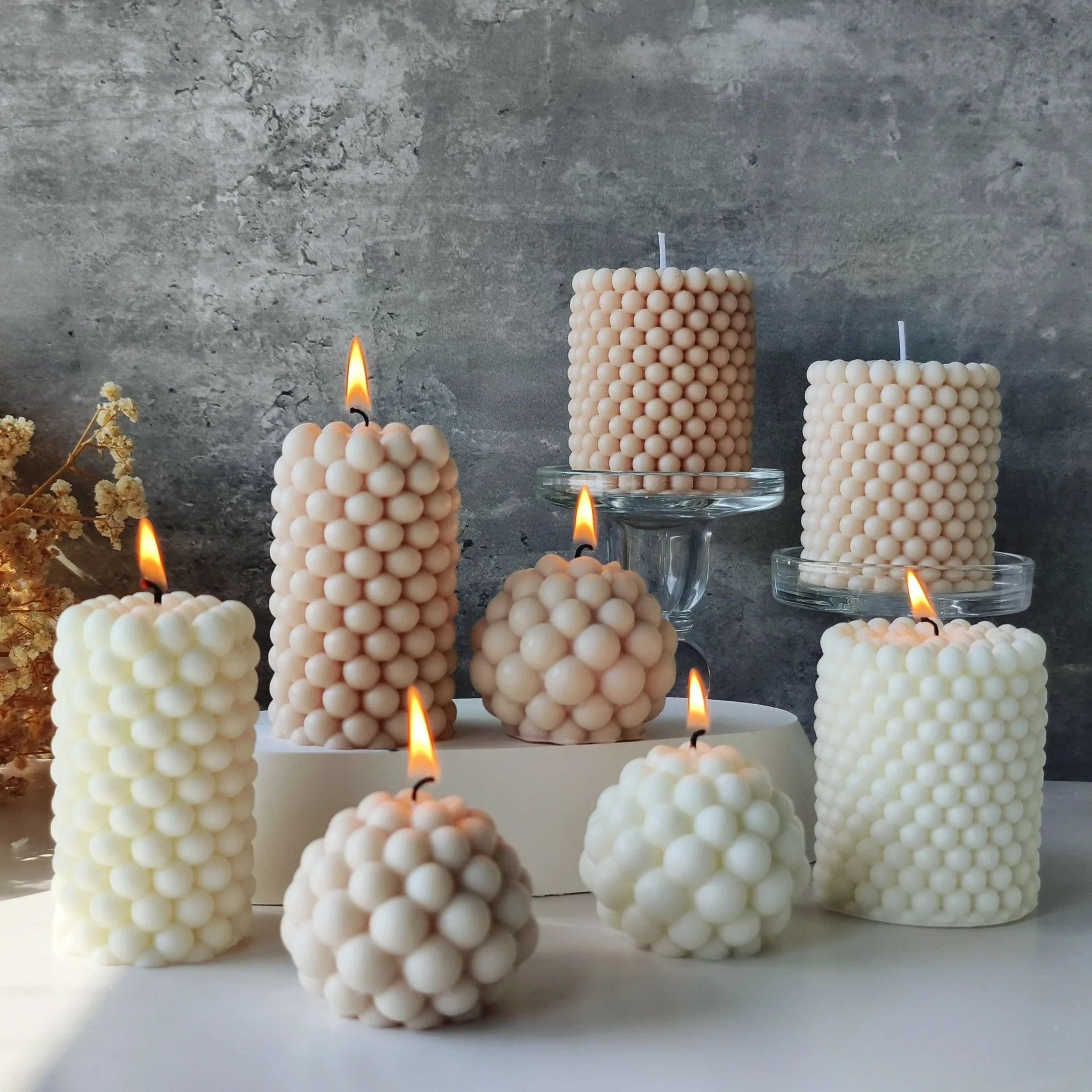 nordic bubble cube soy wax scented candle – aromatherapy home decor for bedroom, table & gifts