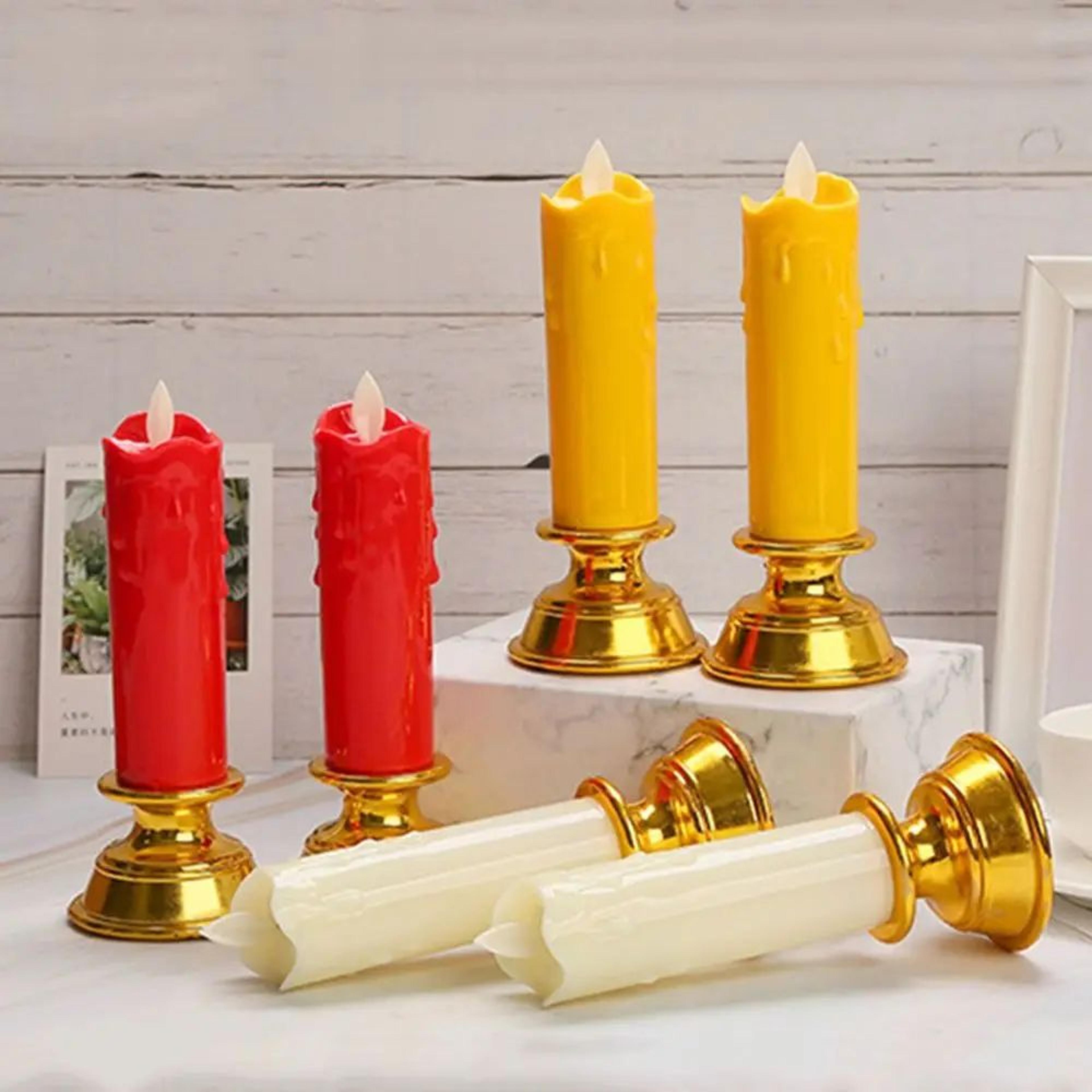 2pcs led flameless electronic candle lights with fairy string – battery operated decorative swing candles