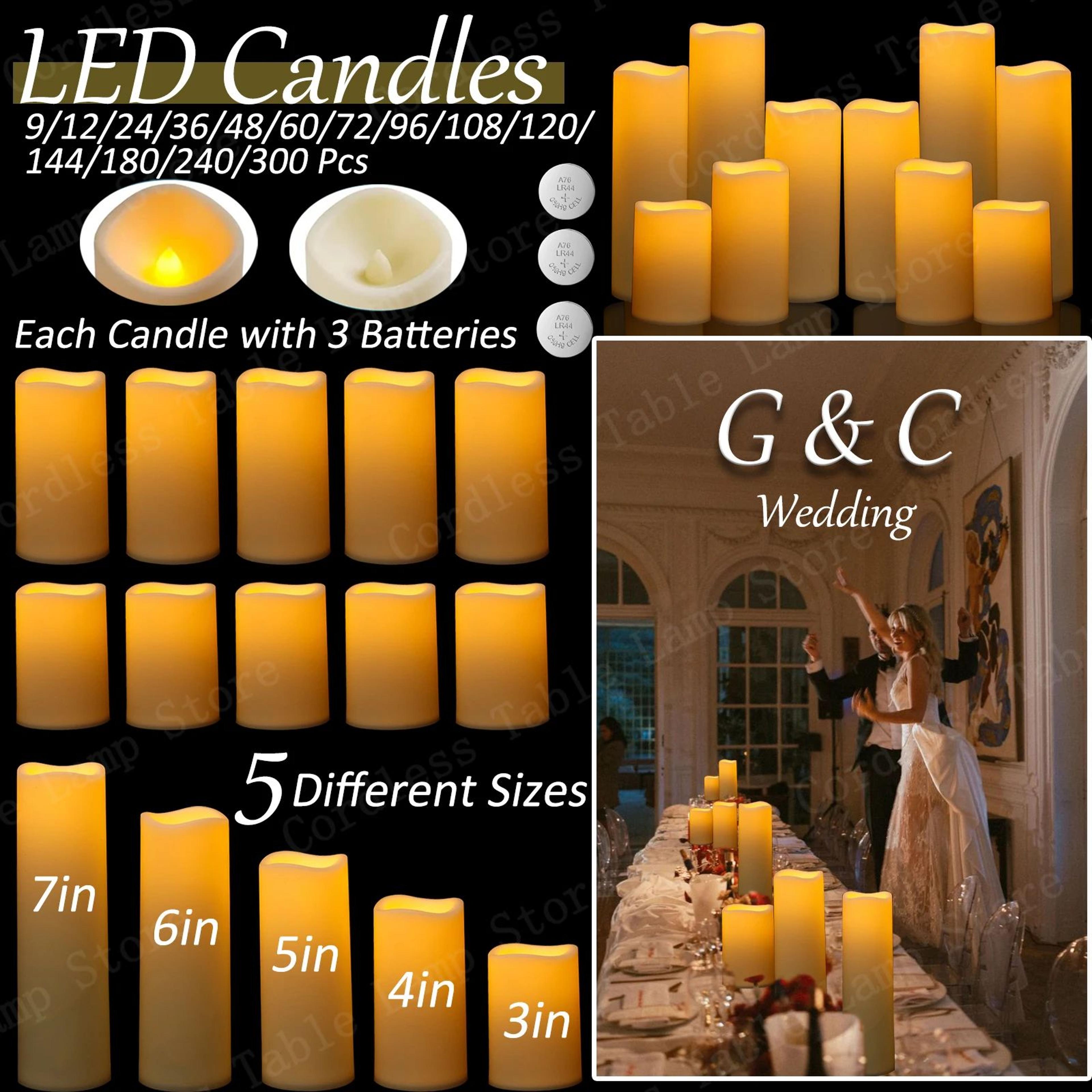 9/300pcs led flameless candles – battery operated pillar candles for weddings, centerpieces & home decor
