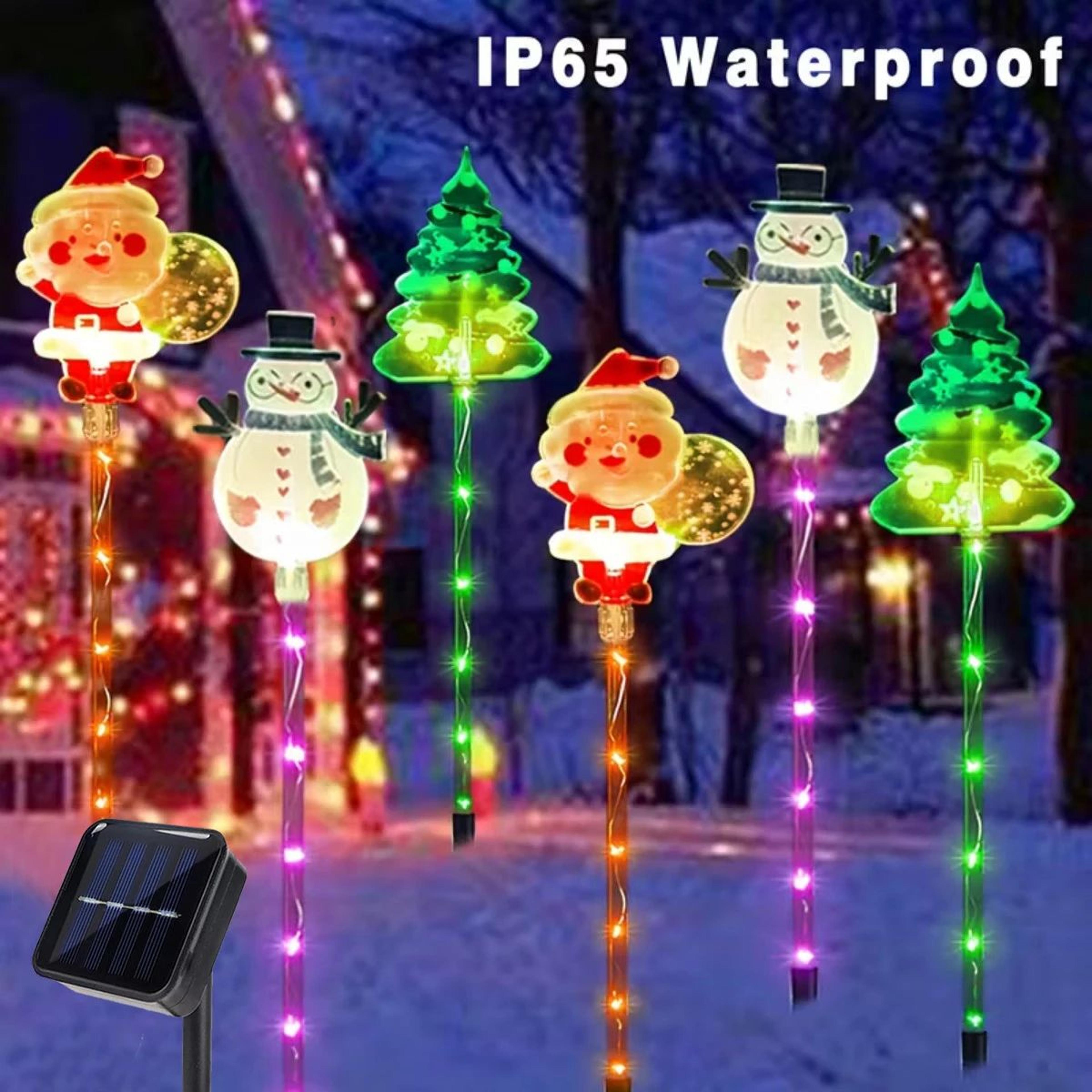 6-in-1 solar christmas lawn lights set – santa, christmas tree & elk outdoor garden holiday decorations