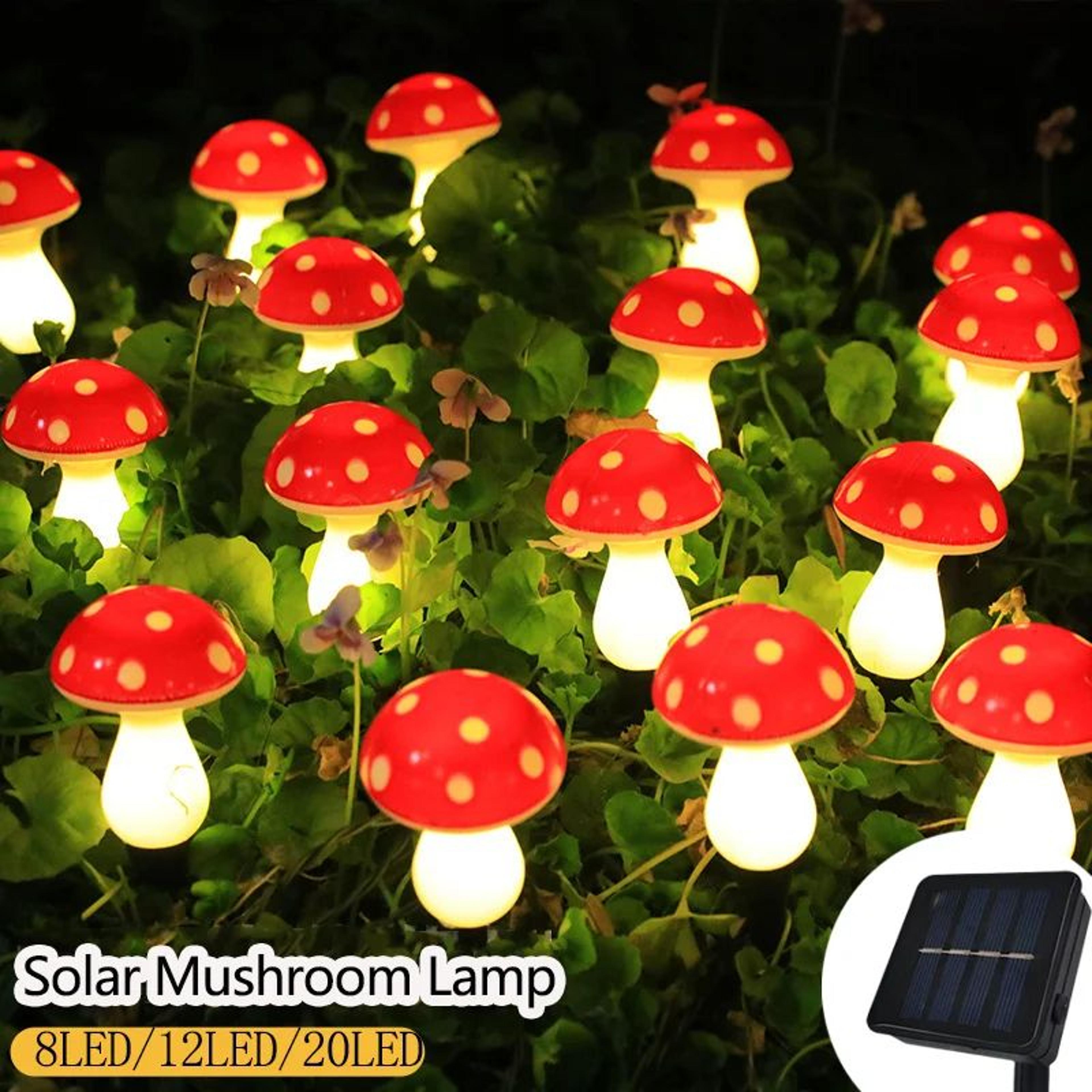 solar led red mushroom garden lights – waterproof outdoor landscape lawn pathway decoration