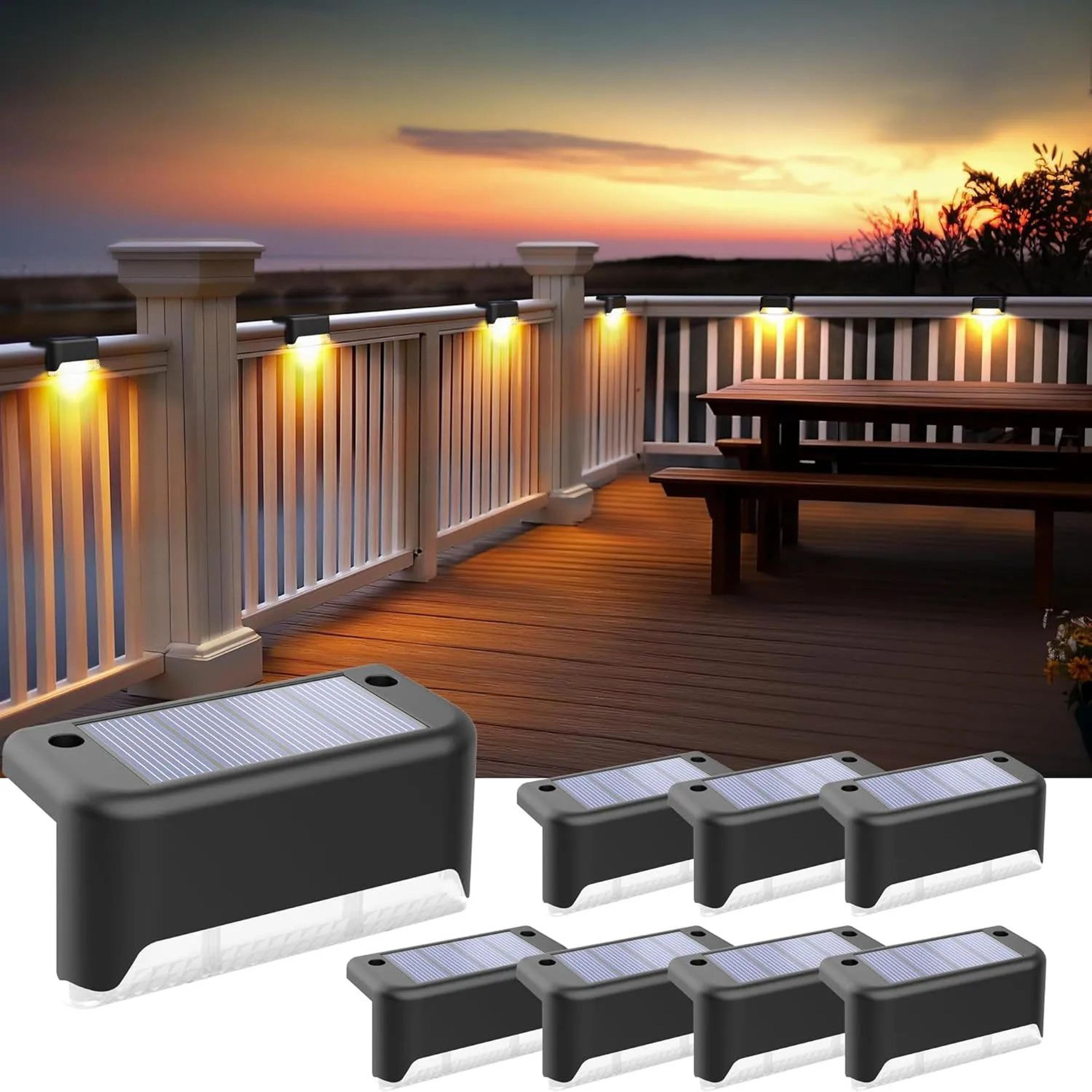 solar deck lights outdoor – waterproof led solar step lights for stairs, patio, fence, railing & pathway