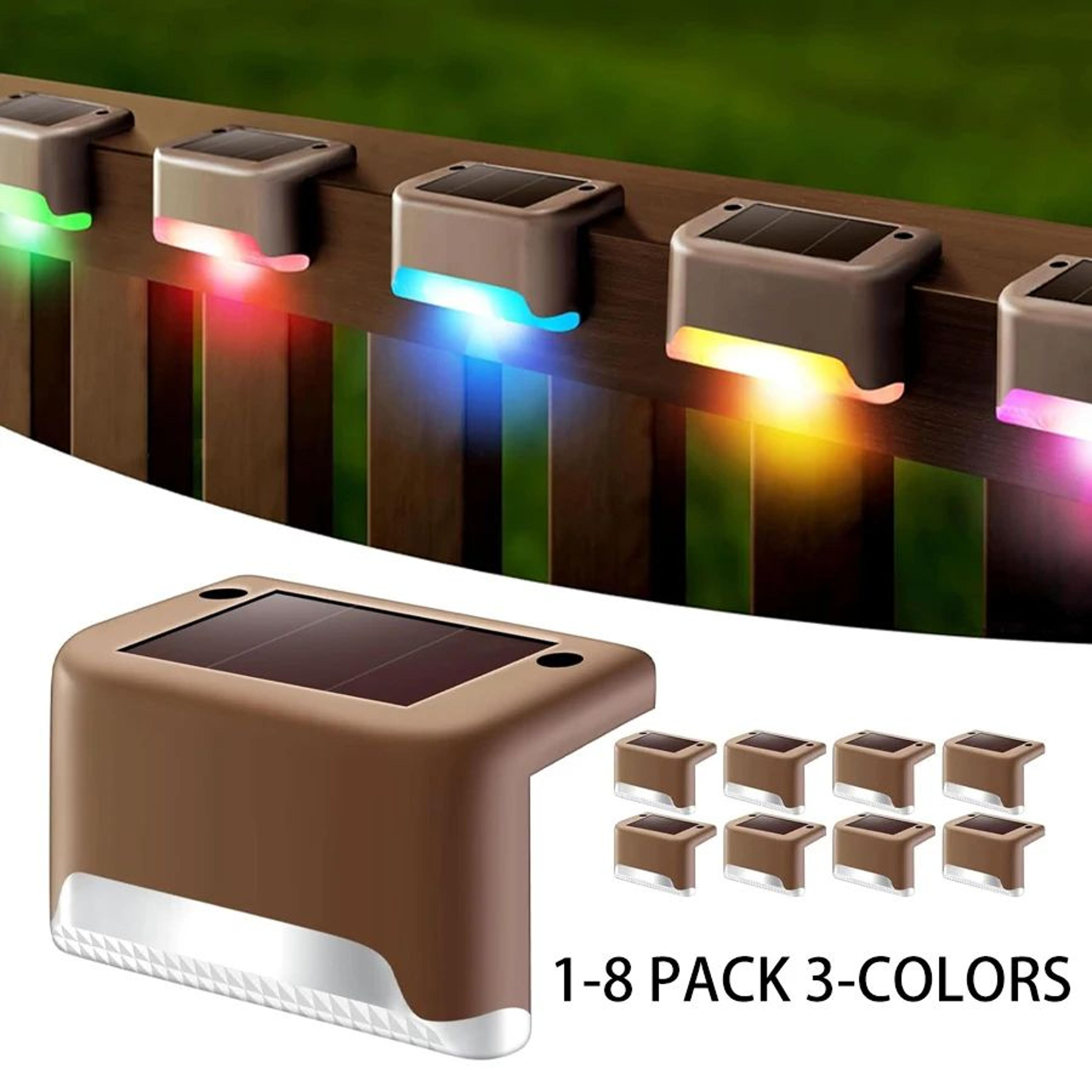 led solar step lights outdoor – waterproof fence, stair, deck & pathway garden lights, 3 color modes