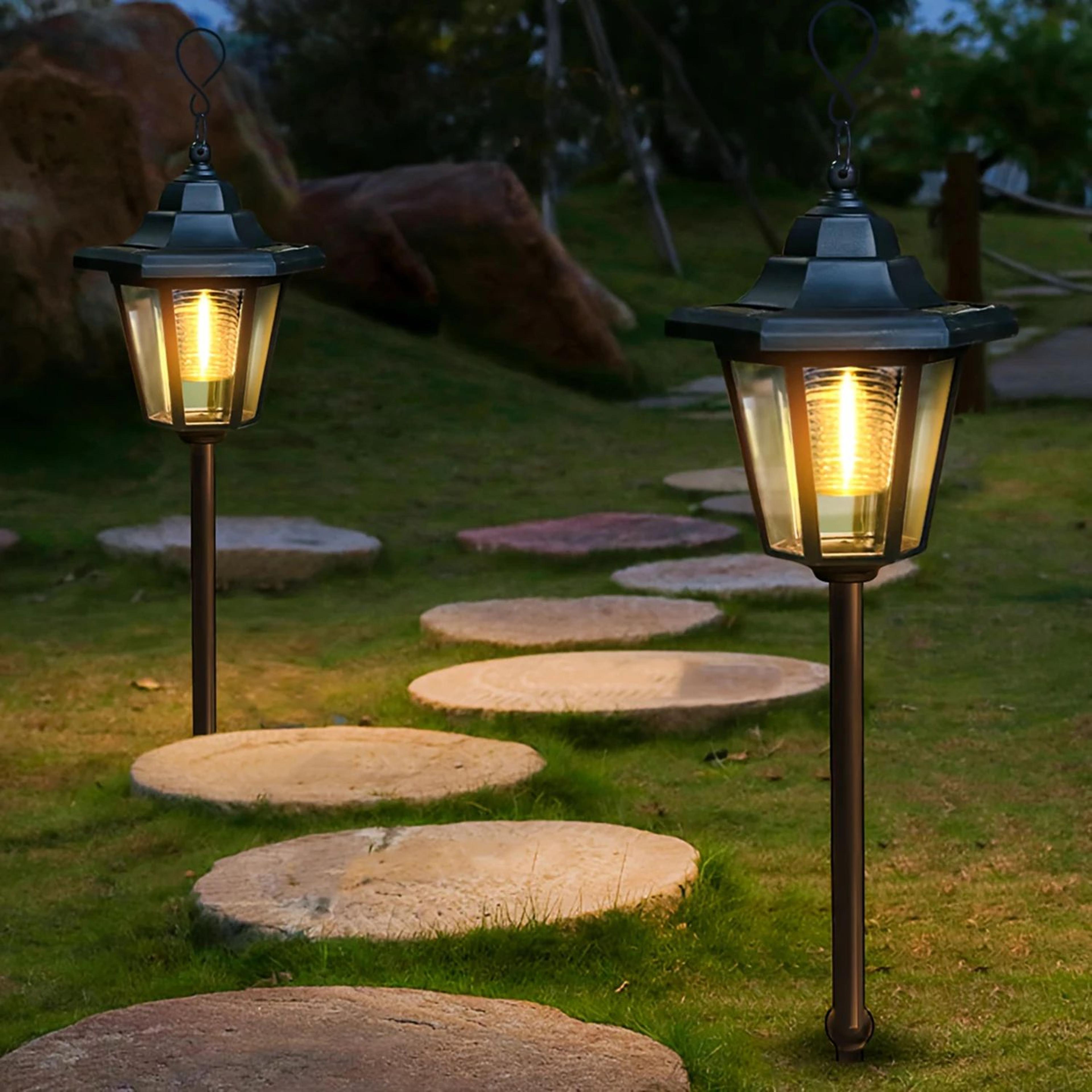 hexagonal solar path lights – outdoor hanging lanterns, waterproof garden walkway & landscape lighting