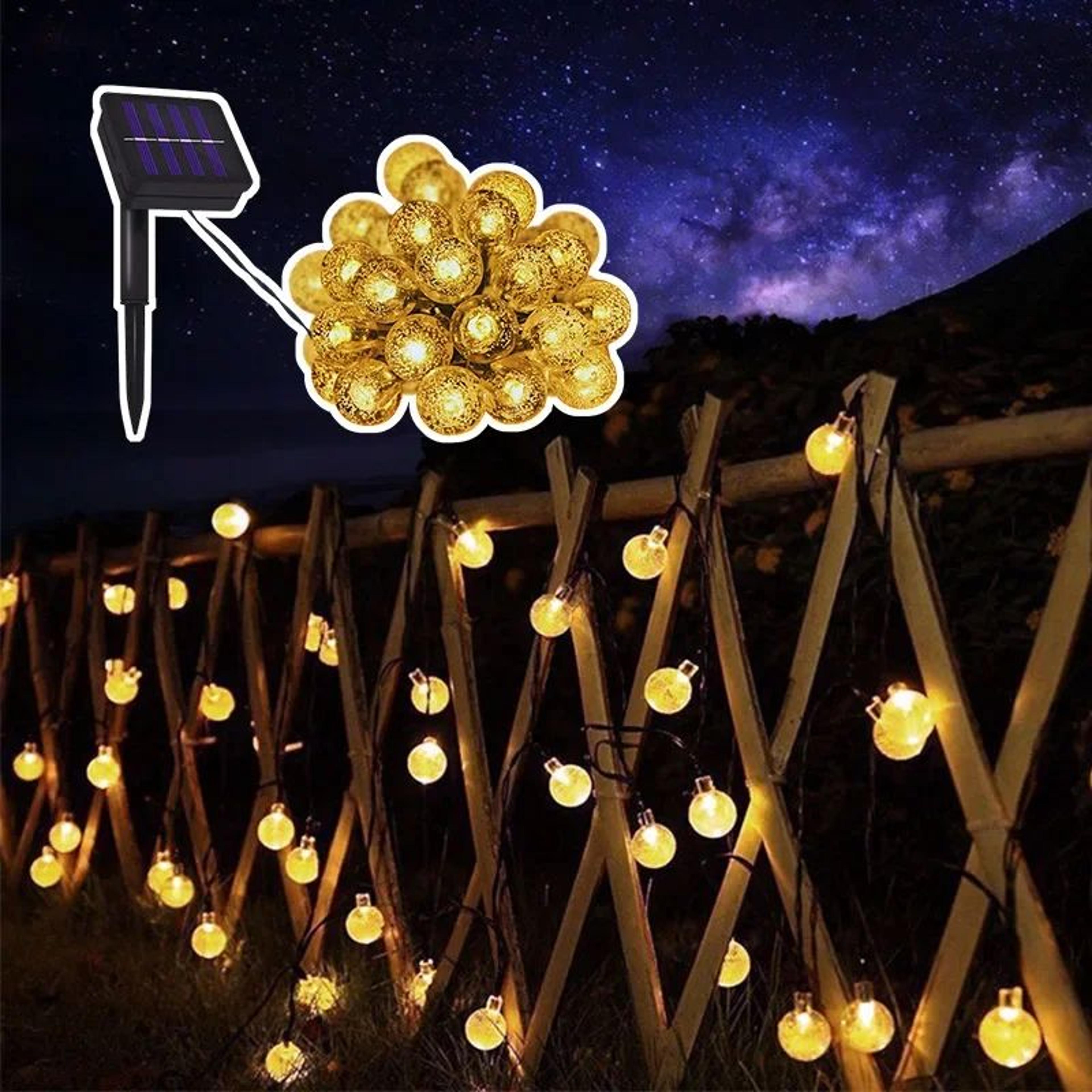 solar crystal globe fairy string lights – waterproof led patio lights for garden, party & outdoor decor
