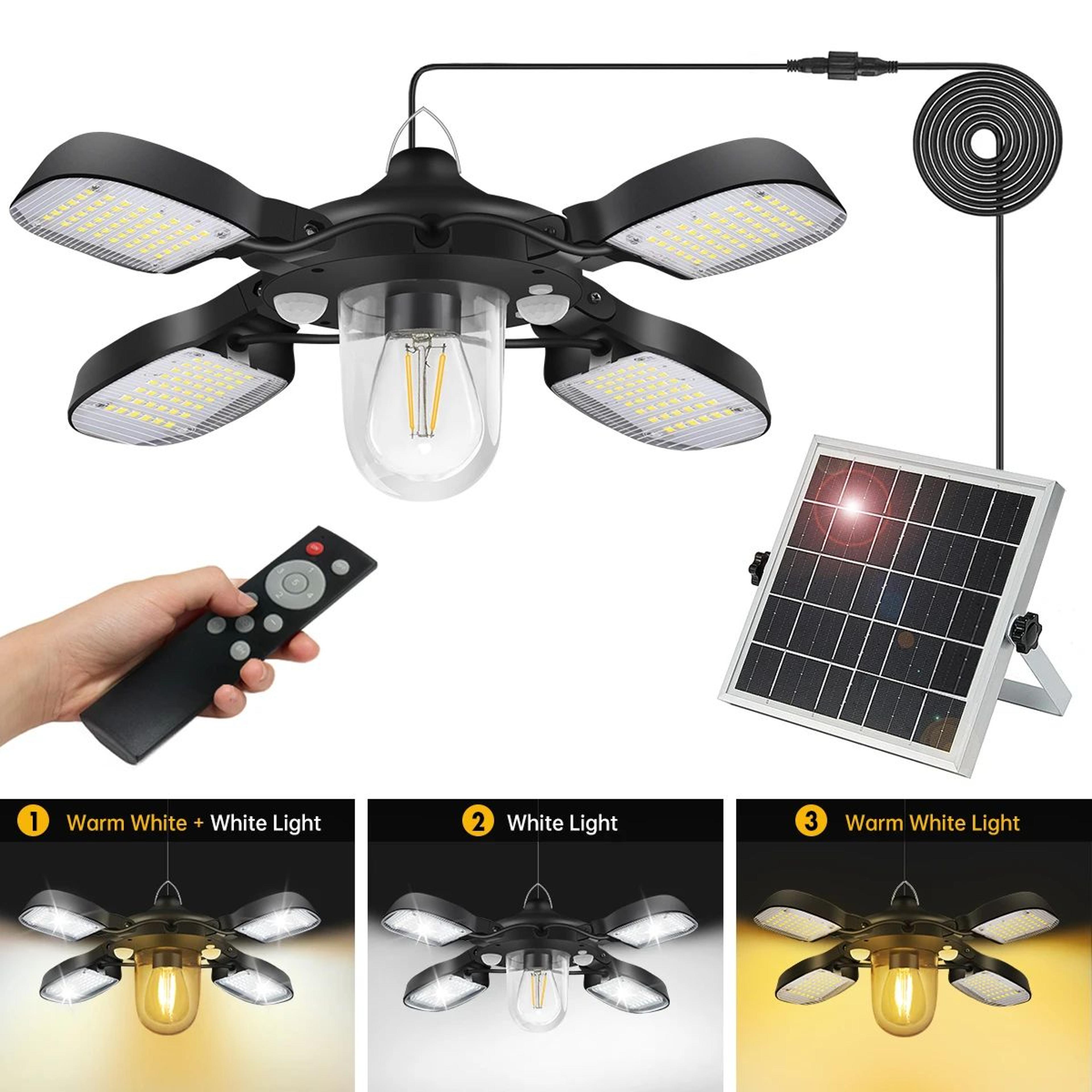 192led solar barn light – 1000lm dual motion sensor pendant light with remote for indoor & outdoor