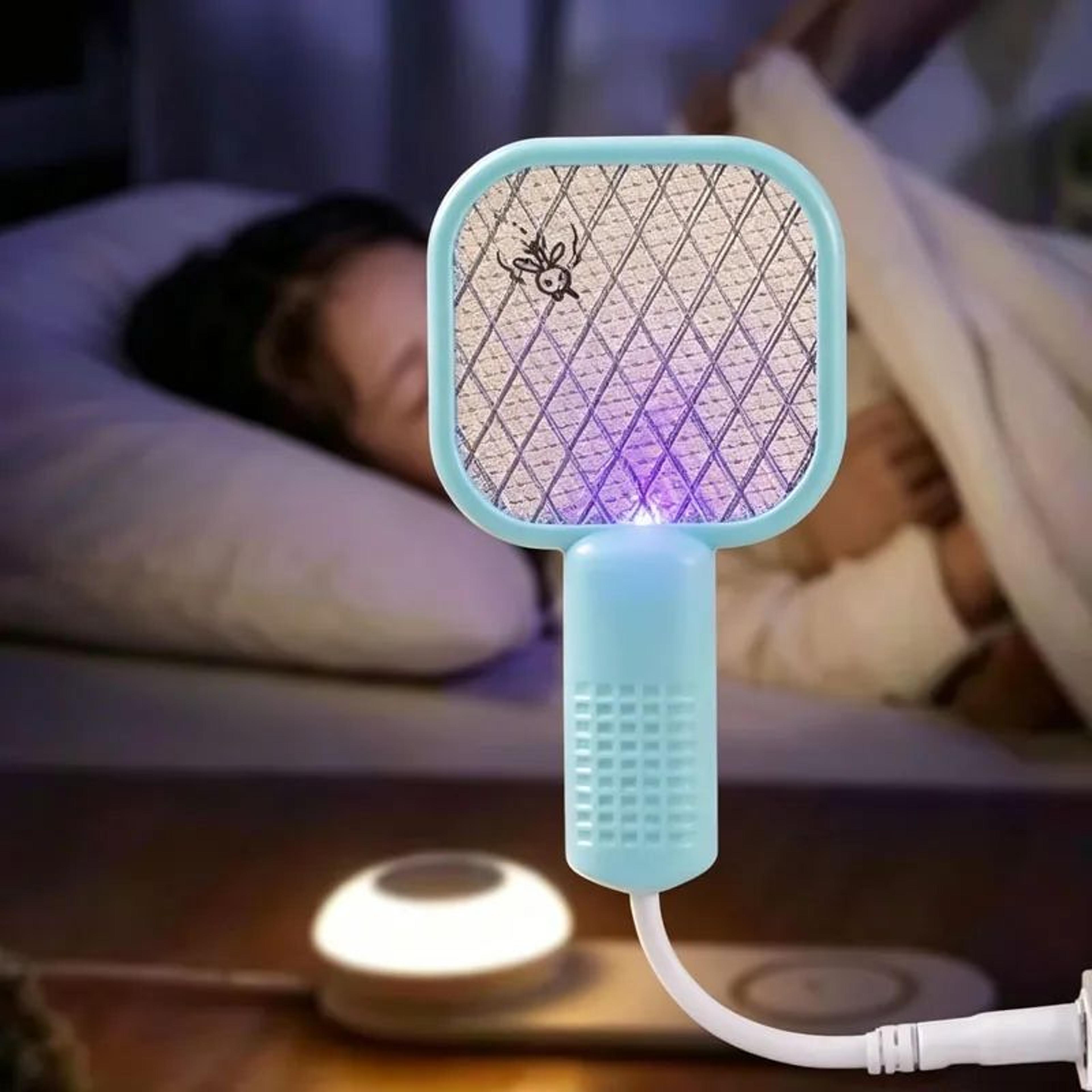 usb 2-in-1 electric mosquito racket & uv insect trap lamp – rechargeable indoor fly swatter