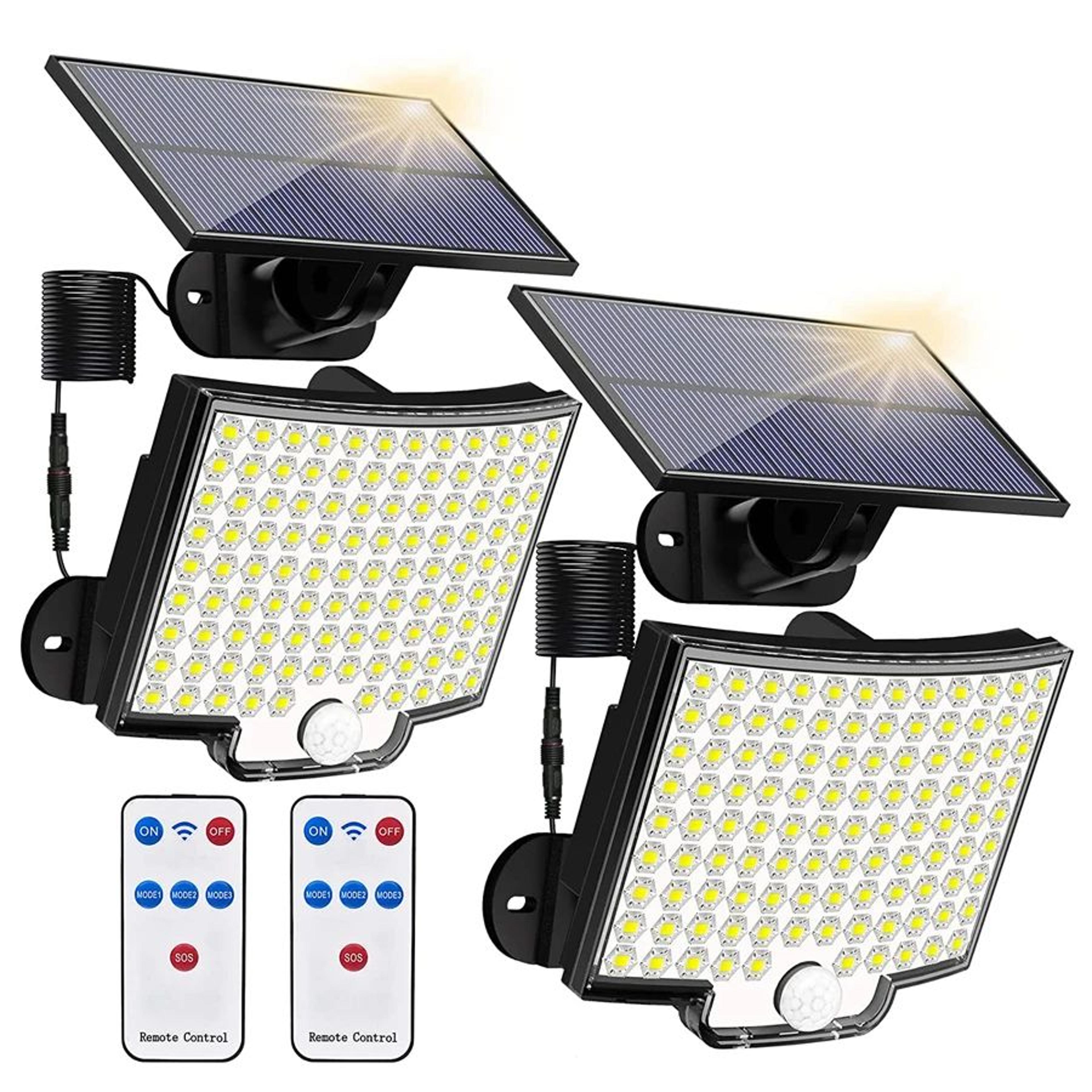 318 led solar motion sensor light – ip65 waterproof outdoor security floodlight with remote panel & 4 modes