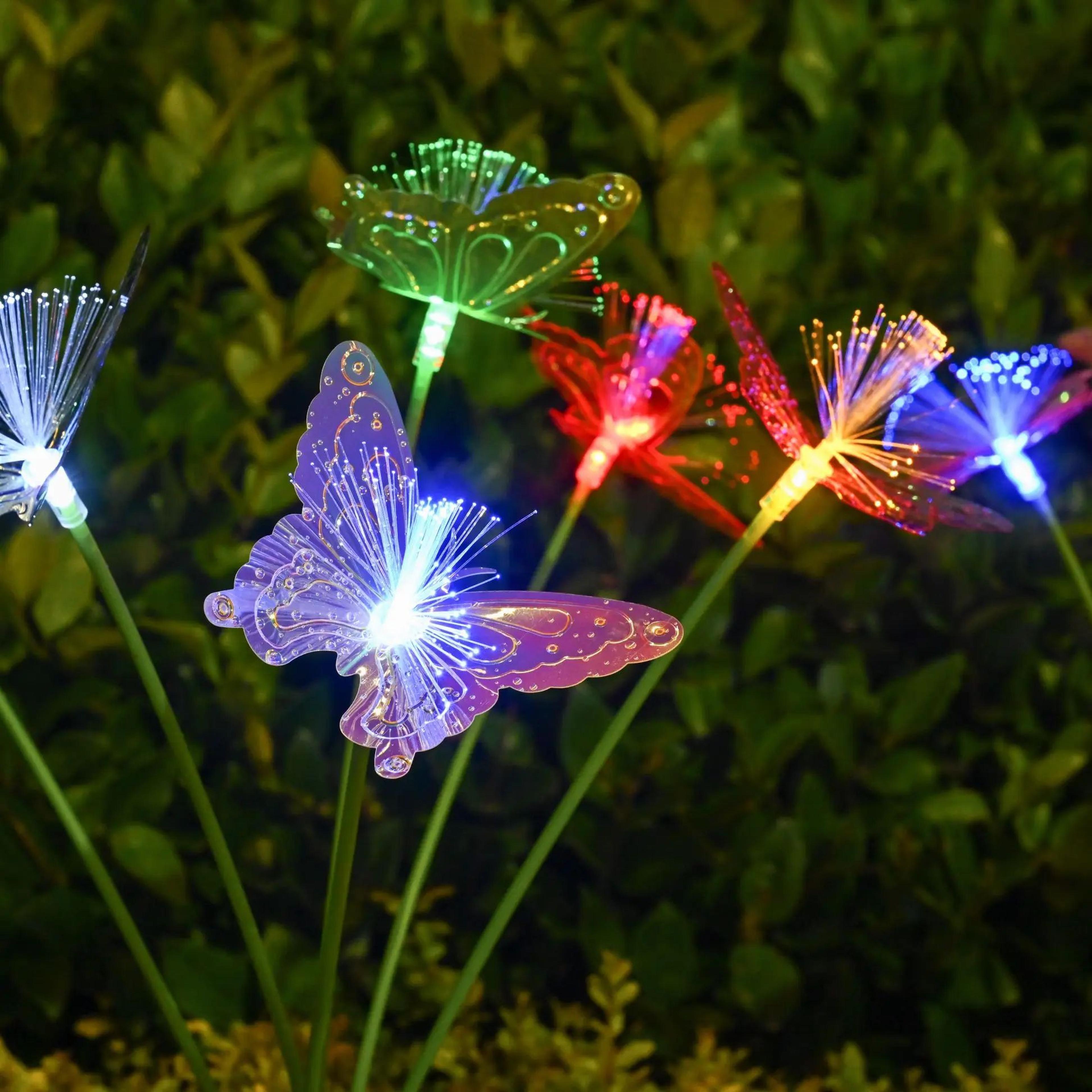 solar butterfly garden stake lights – 6 led waterproof outdoor pathway, yard & patio decor