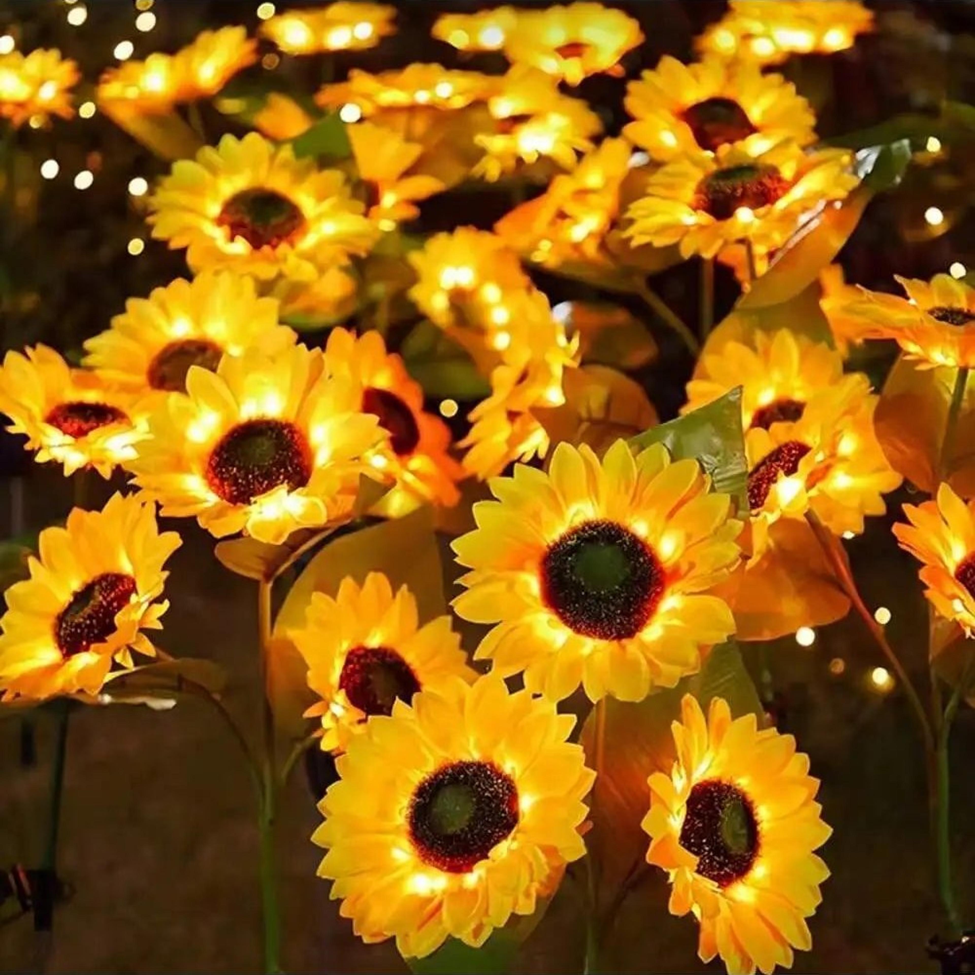 solar sunflower garden light – waterproof led stake light for lawn, patio & outdoor decor