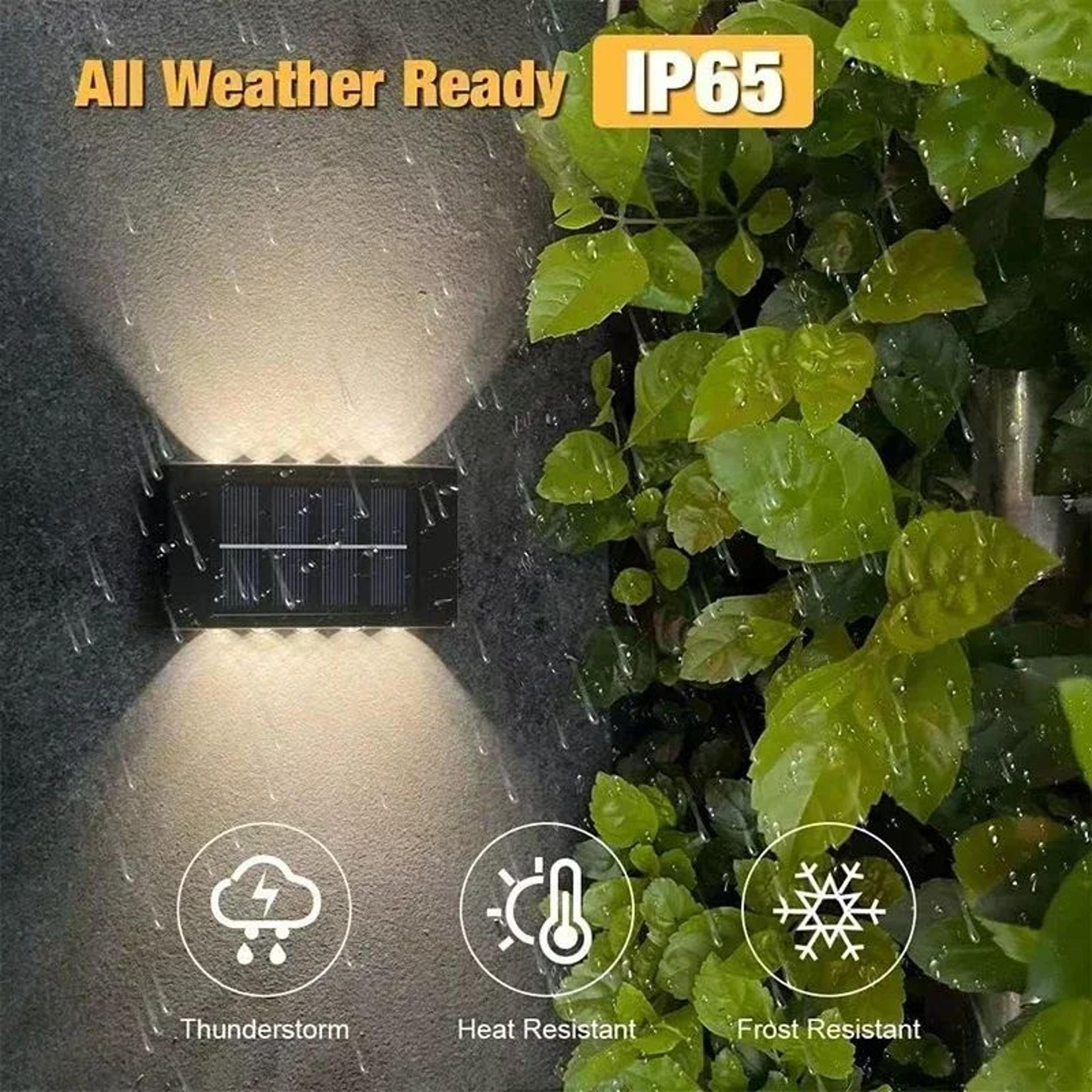 led solar wall lamp – ip65 waterproof up & down outdoor garden fence light with auto on/off