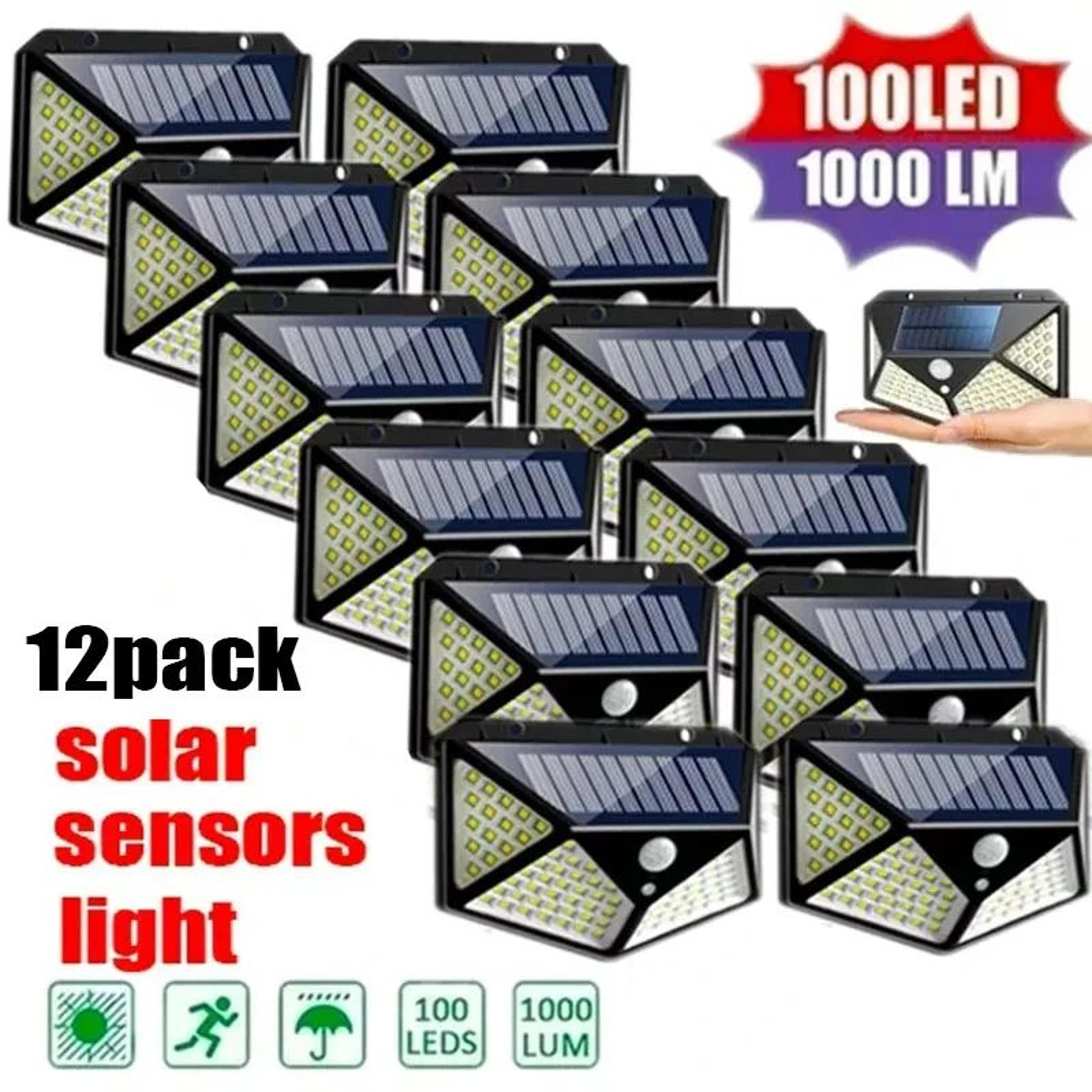 100 led solar motion sensor wall light – ip65 waterproof outdoor security light for yard, garage & garden