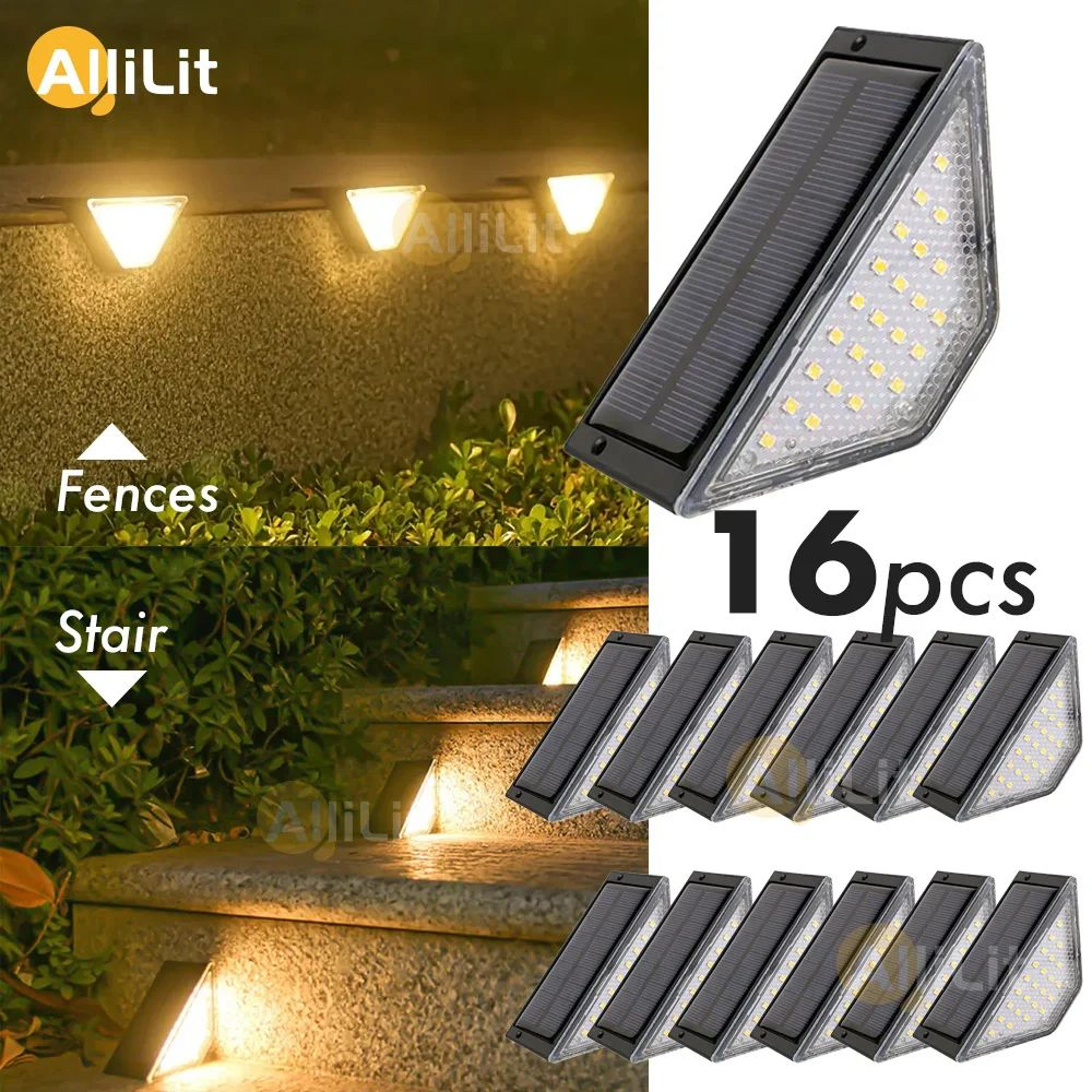 allilit led solar step lights – waterproof outdoor deck, stair, patio & garden path lights