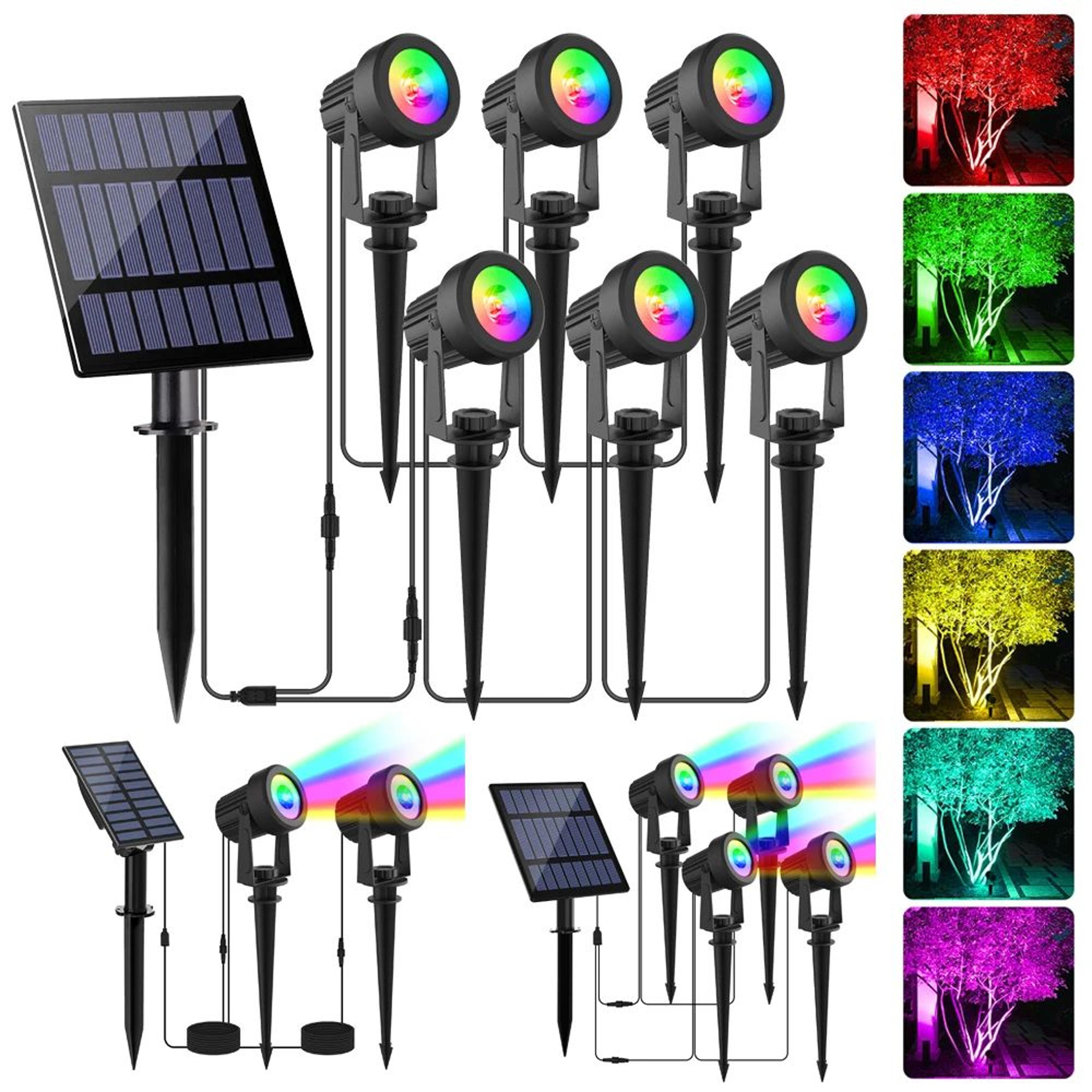 rgb solar spotlight ip65 waterproof outdoor garden lights – color changing landscape lights for christmas & halloween