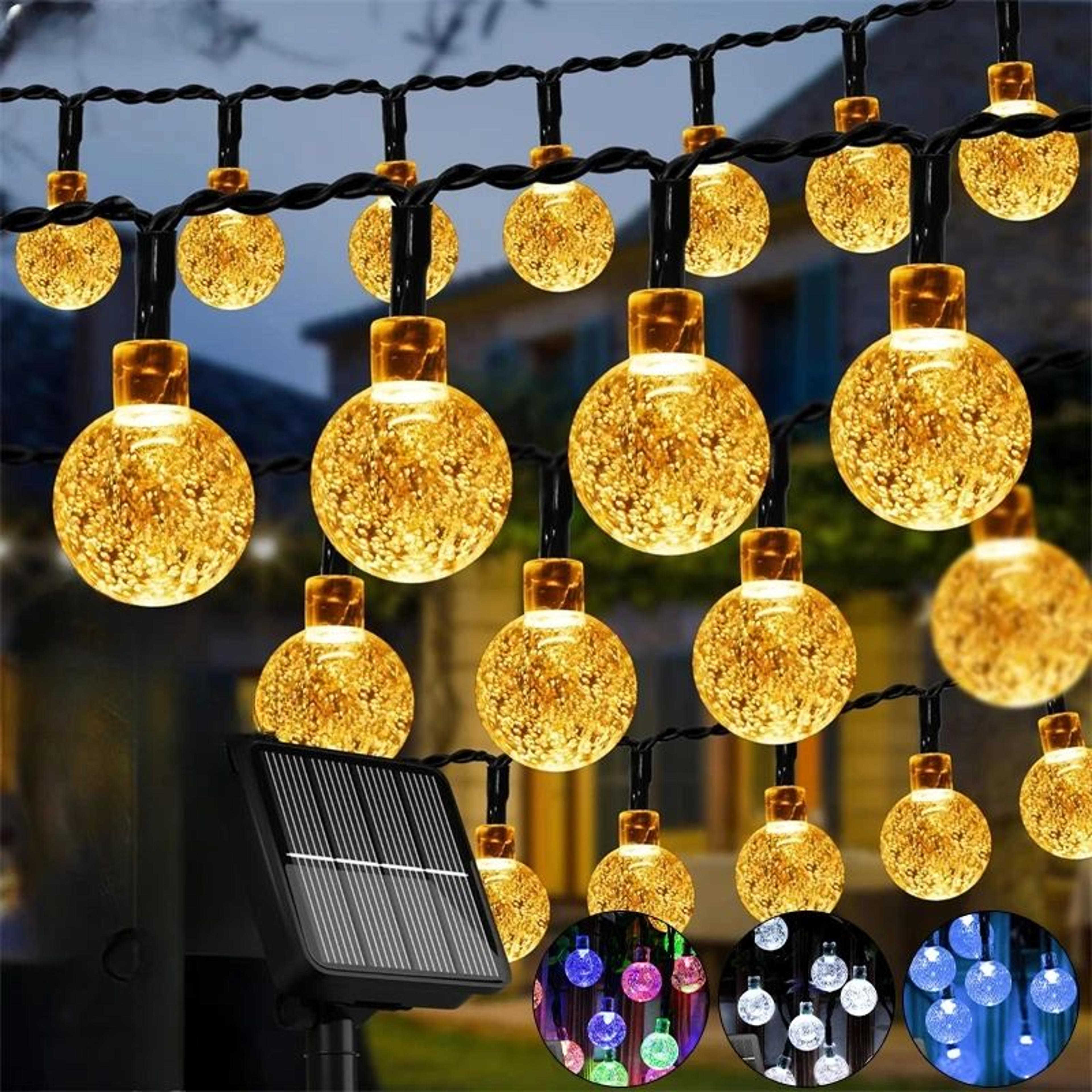 60 led solar globe string lights – waterproof outdoor fairy lights with 8 lighting modes for garden & patio