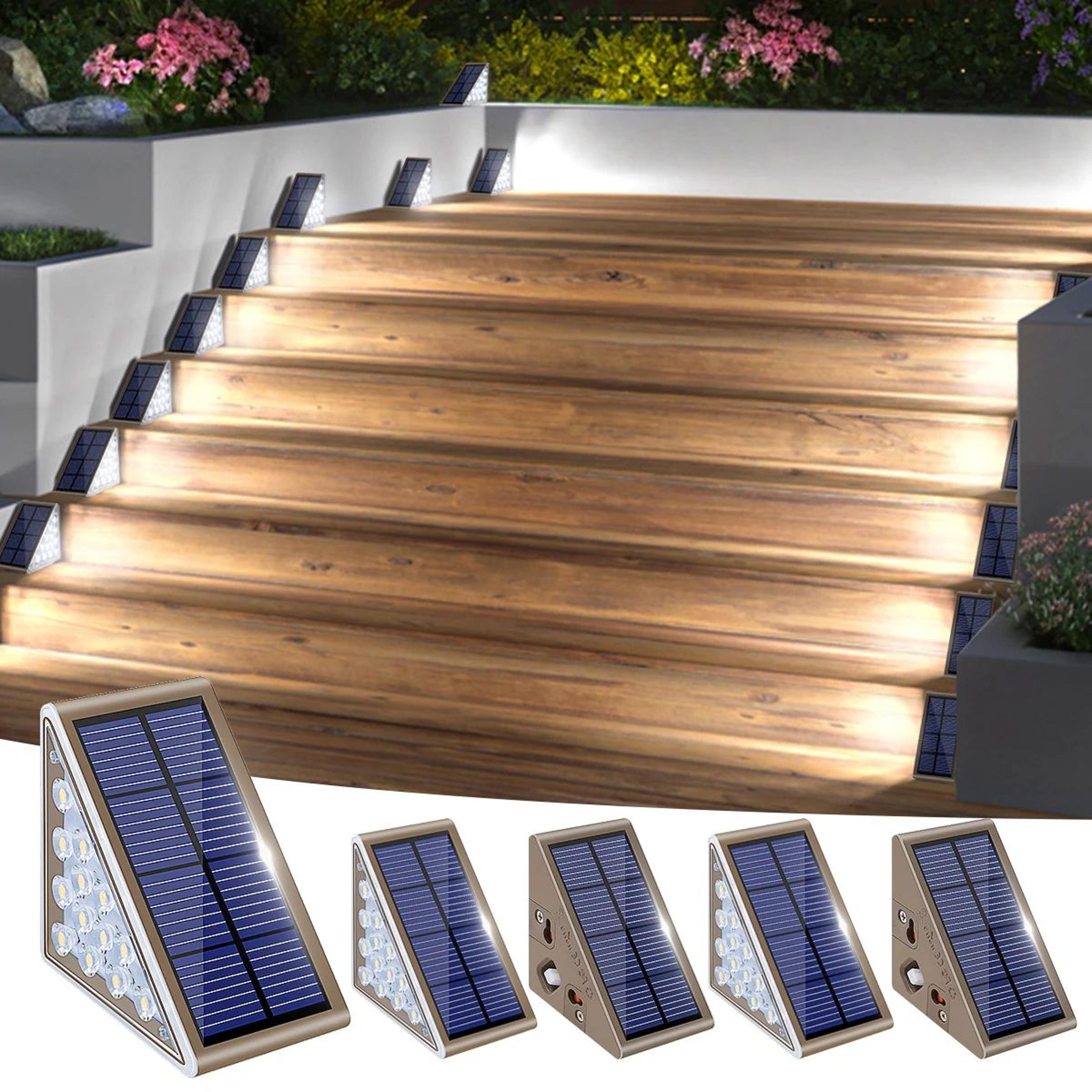 outdoor solar step lights – ip67 waterproof led stair lights with auto on/off for patio, garden & walkway