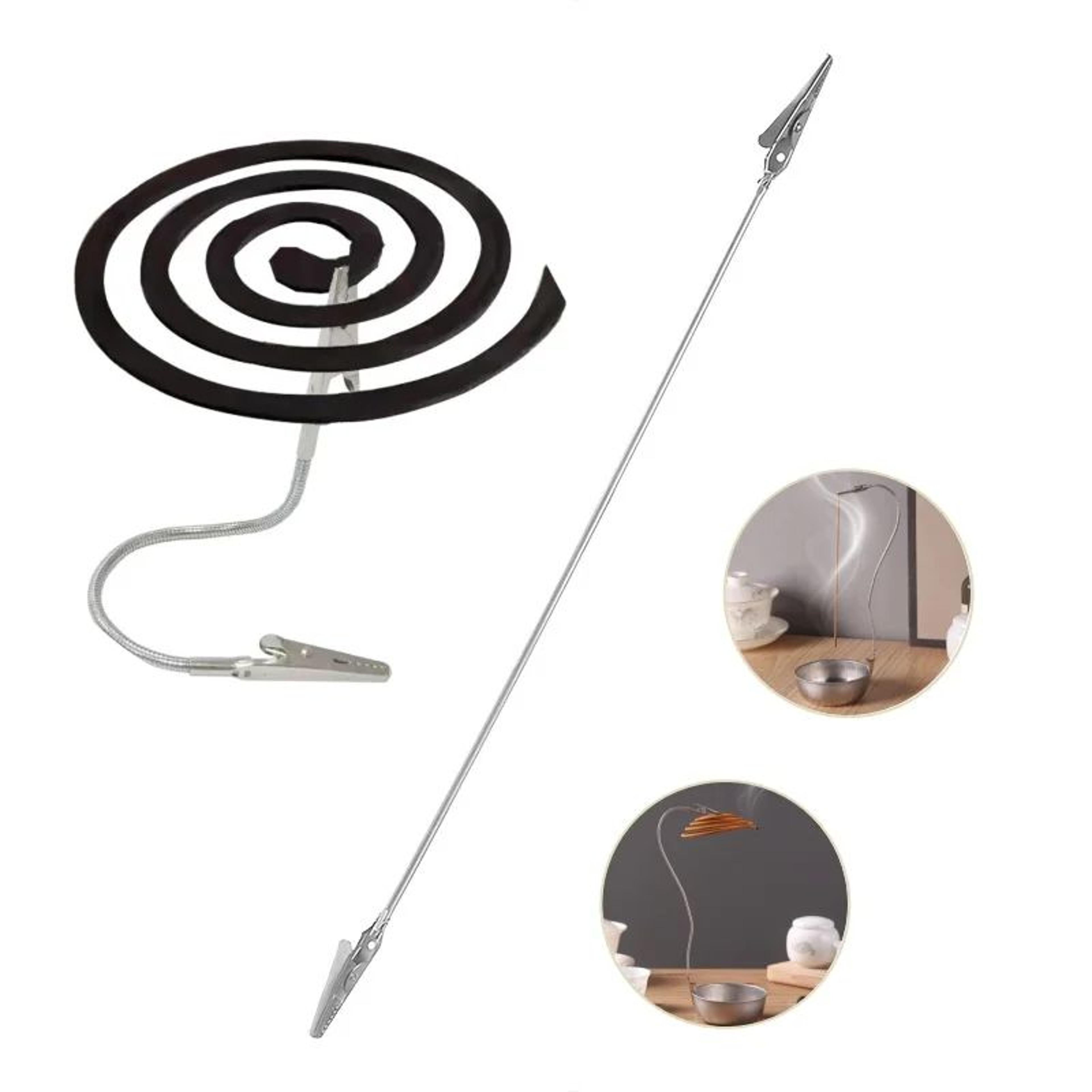 stainless steel mosquito coil holder with tray – dual-head incense stand for indoor & outdoor use
