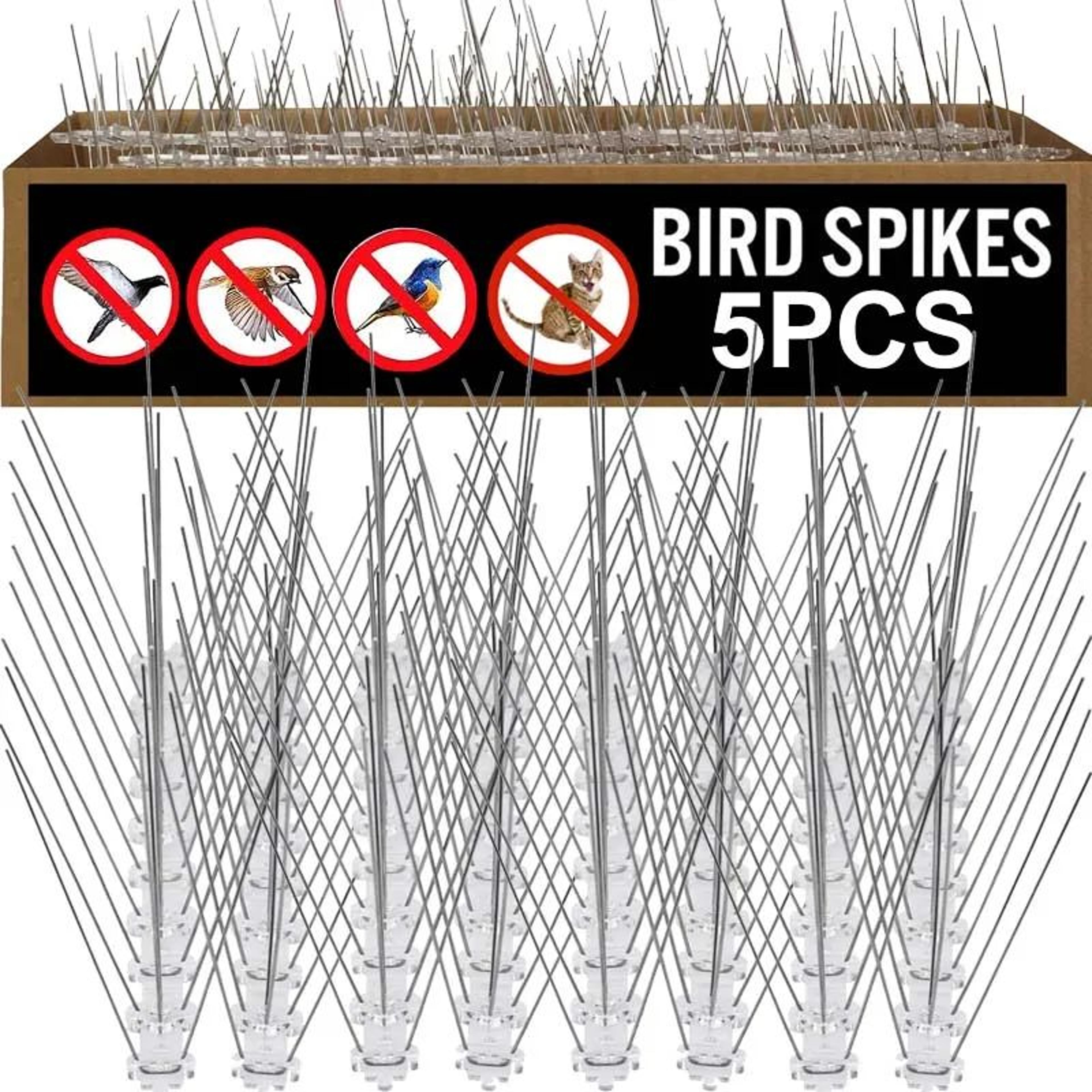 stainless steel bird repellent spikes – anti-bird & pigeon deterrent for roofs, railings, gutters & window sills