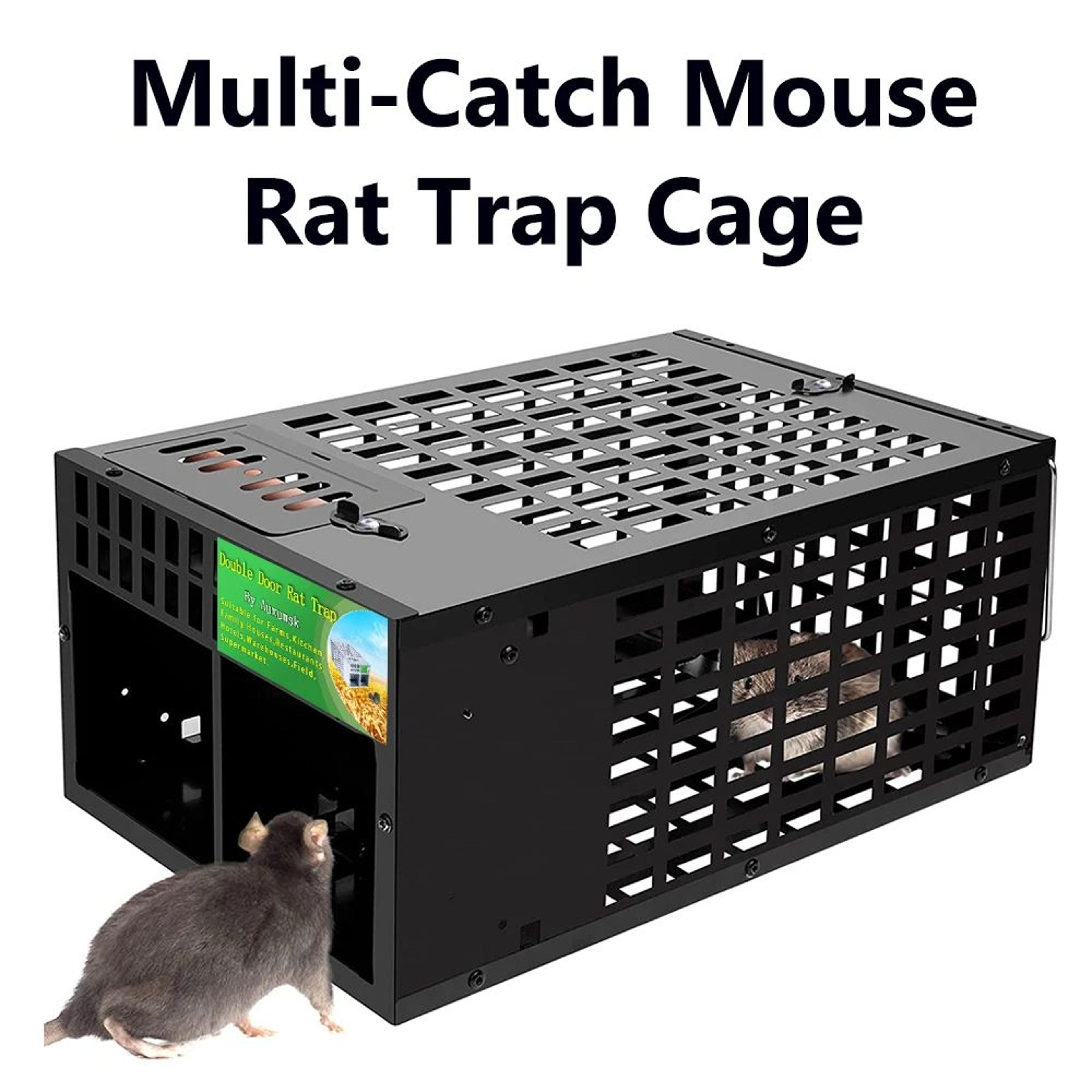 double-door live mouse trap cage – humane reusable rat catcher for indoor & outdoor pest control