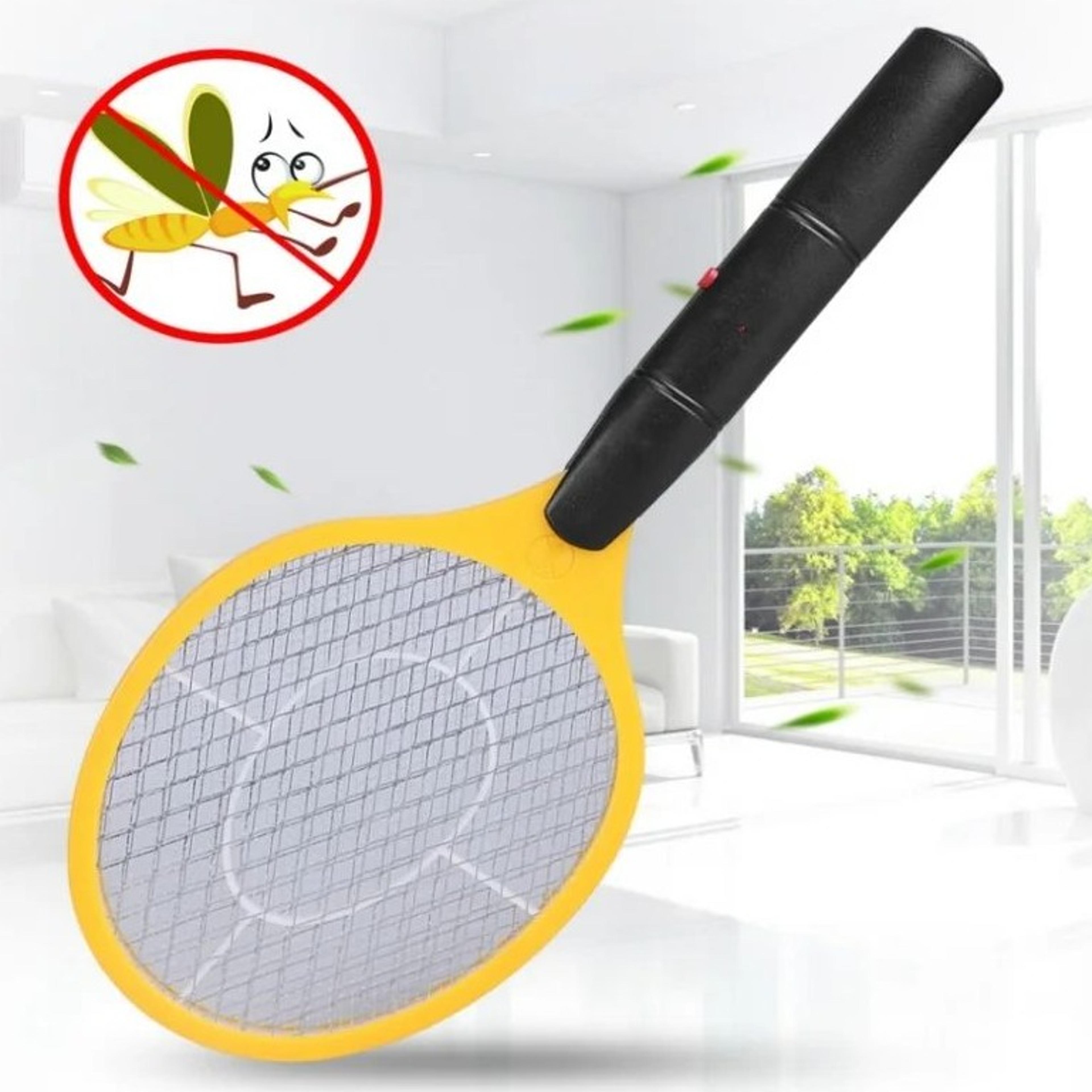 cordless electric mosquito swatter – battery operated fly zapper racket with 3-layer safety mesh