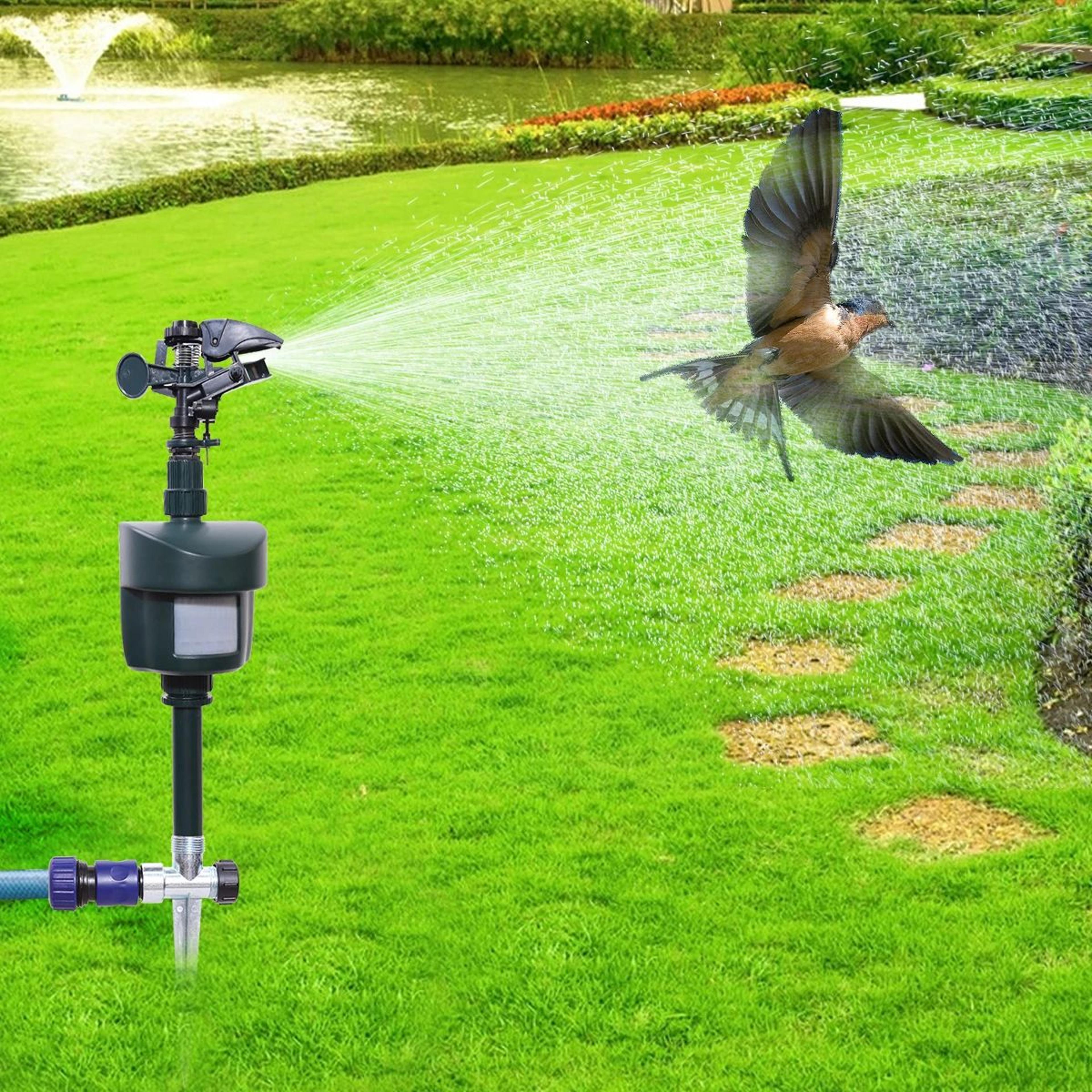 motion-activated animal repellent sprinkler – infrared garden pest deterrent for lawns, ponds & plant protection