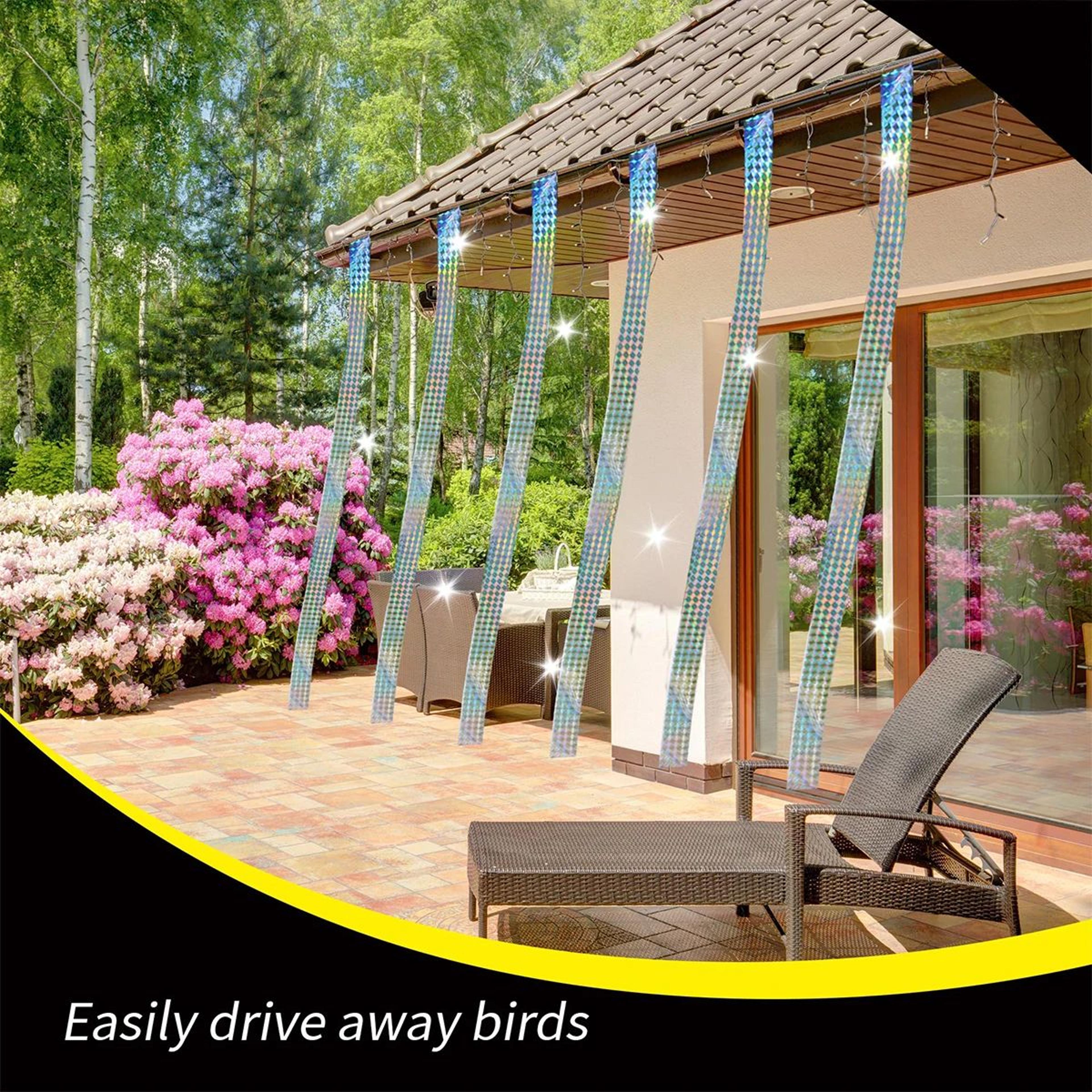 weatherproof reflective bird scare tape – reusable bird deterrent ribbon for gardens, farms, balconies & orchards