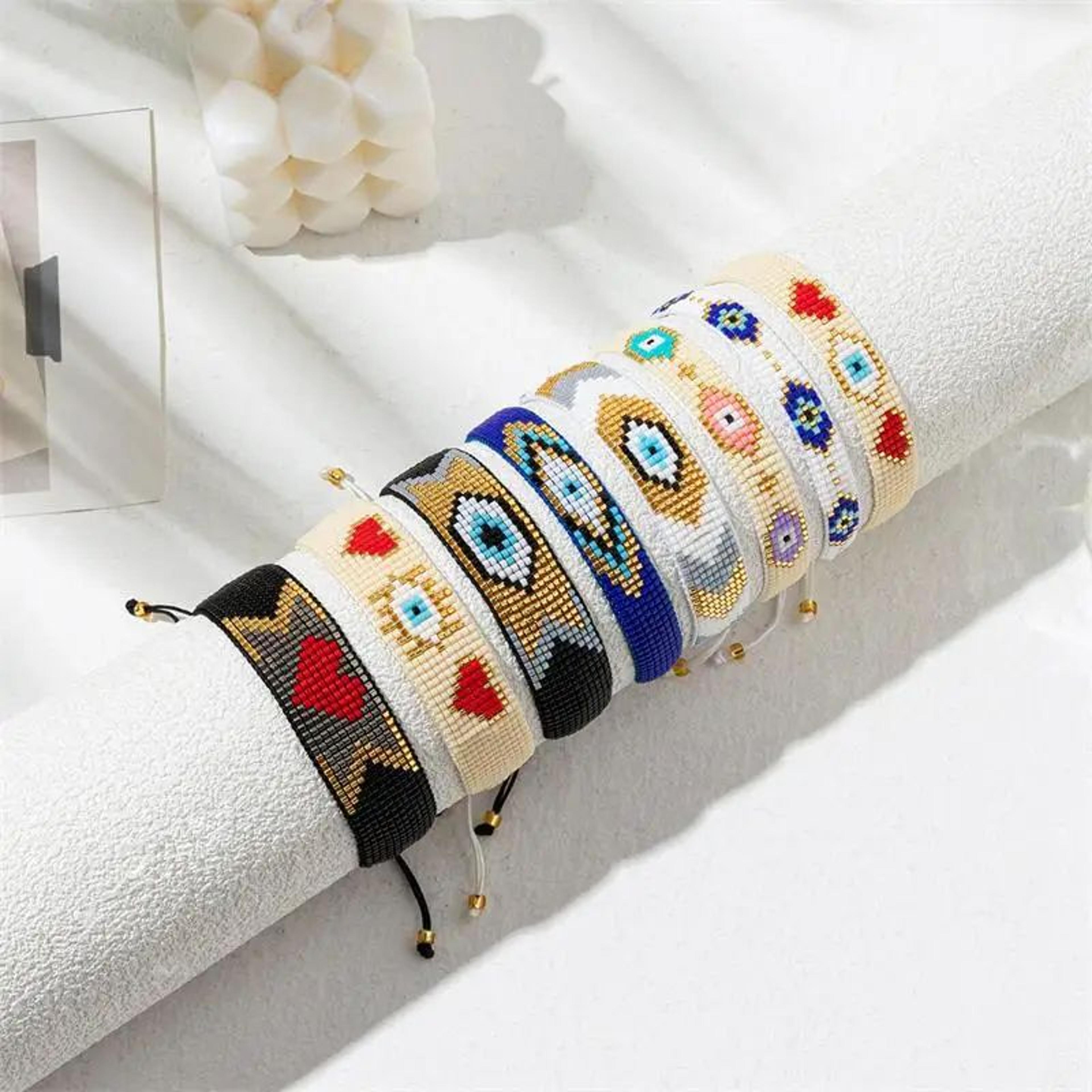 zhongvi turkish evil eye bracelet – lucky braided glass friendship bracelet for women & men