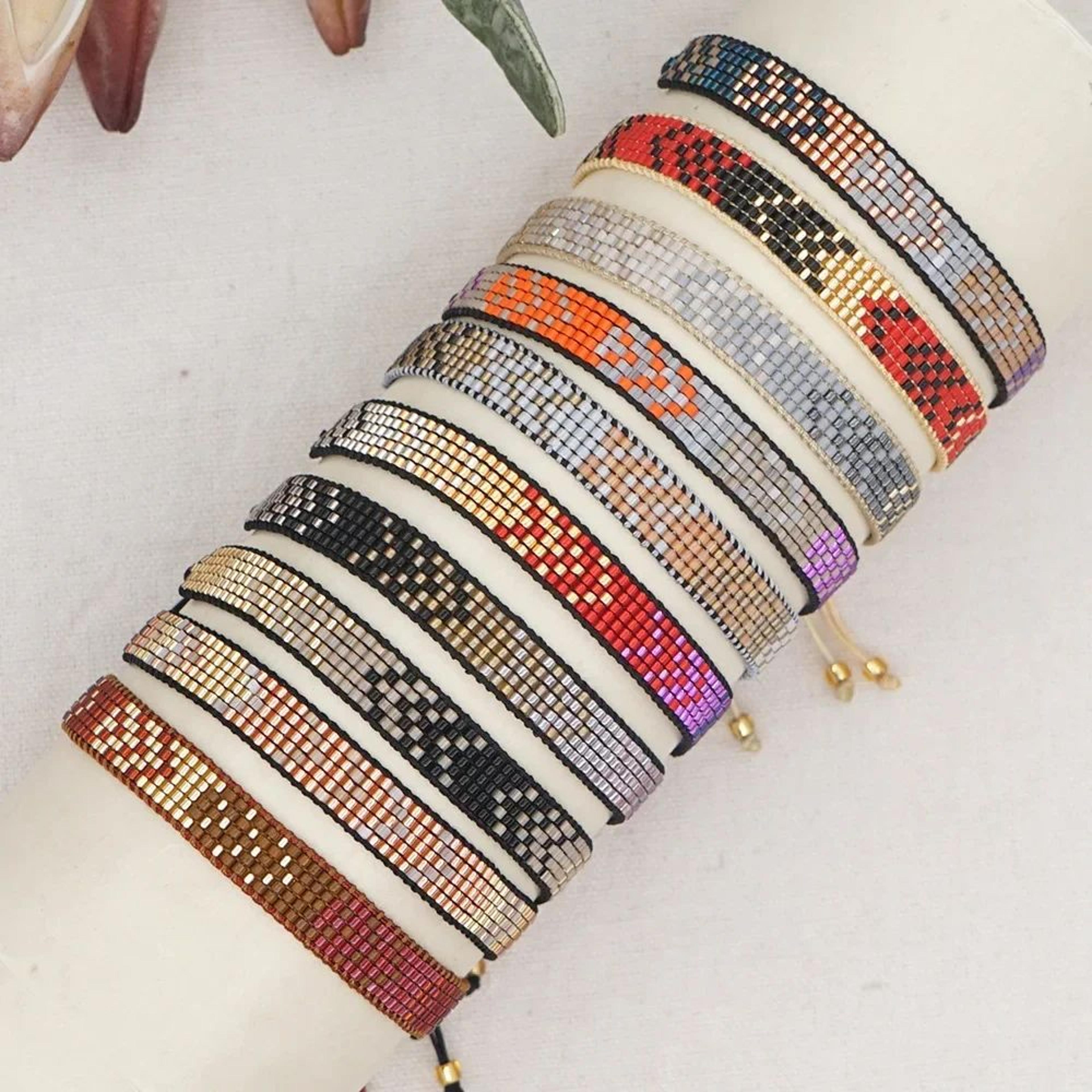 handmade gradient glass beaded bracelet – adjustable boho friendship bracelet for women & men