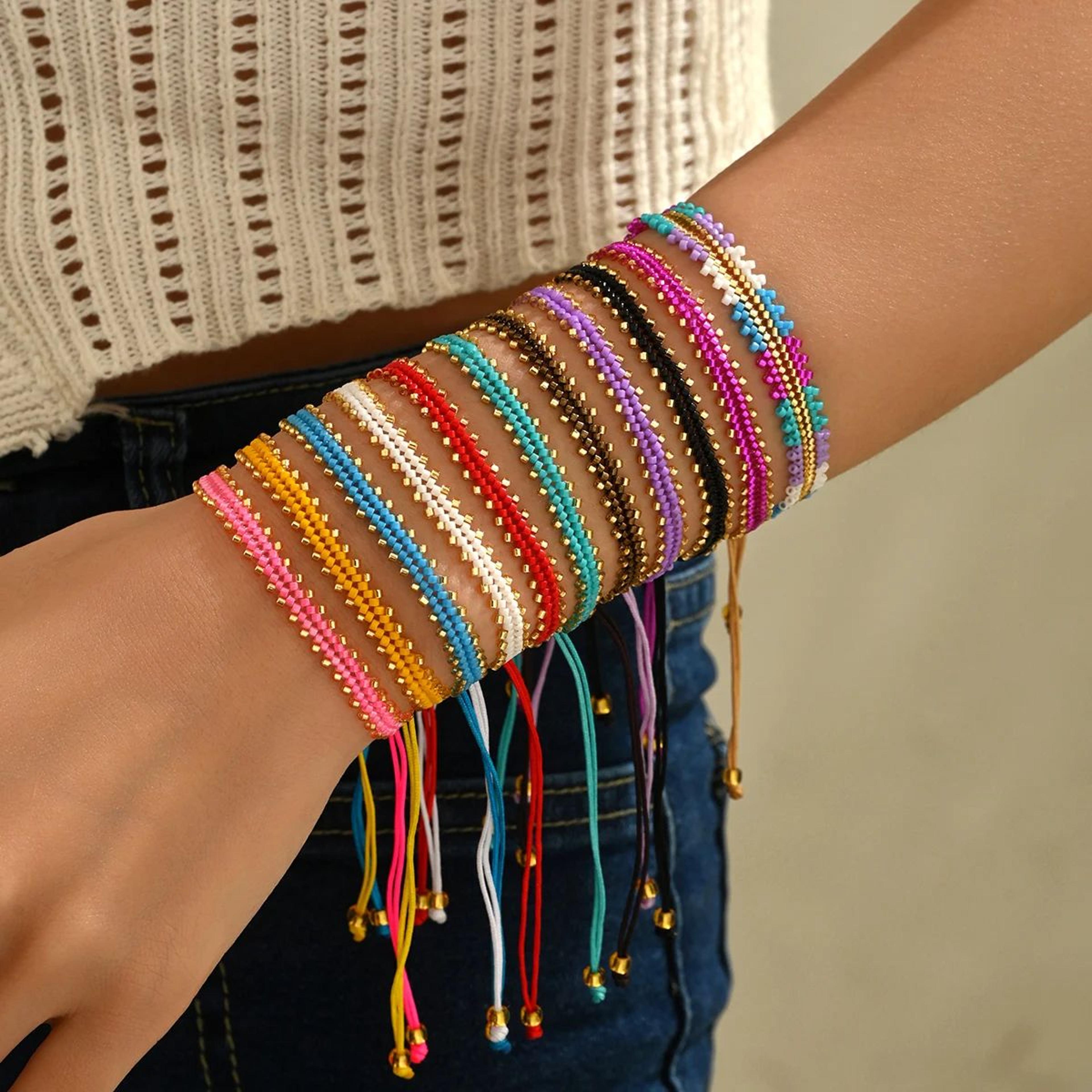 bohemian miyuki beaded bracelet – handmade braided friendship strand bangle vintage jewelry gift