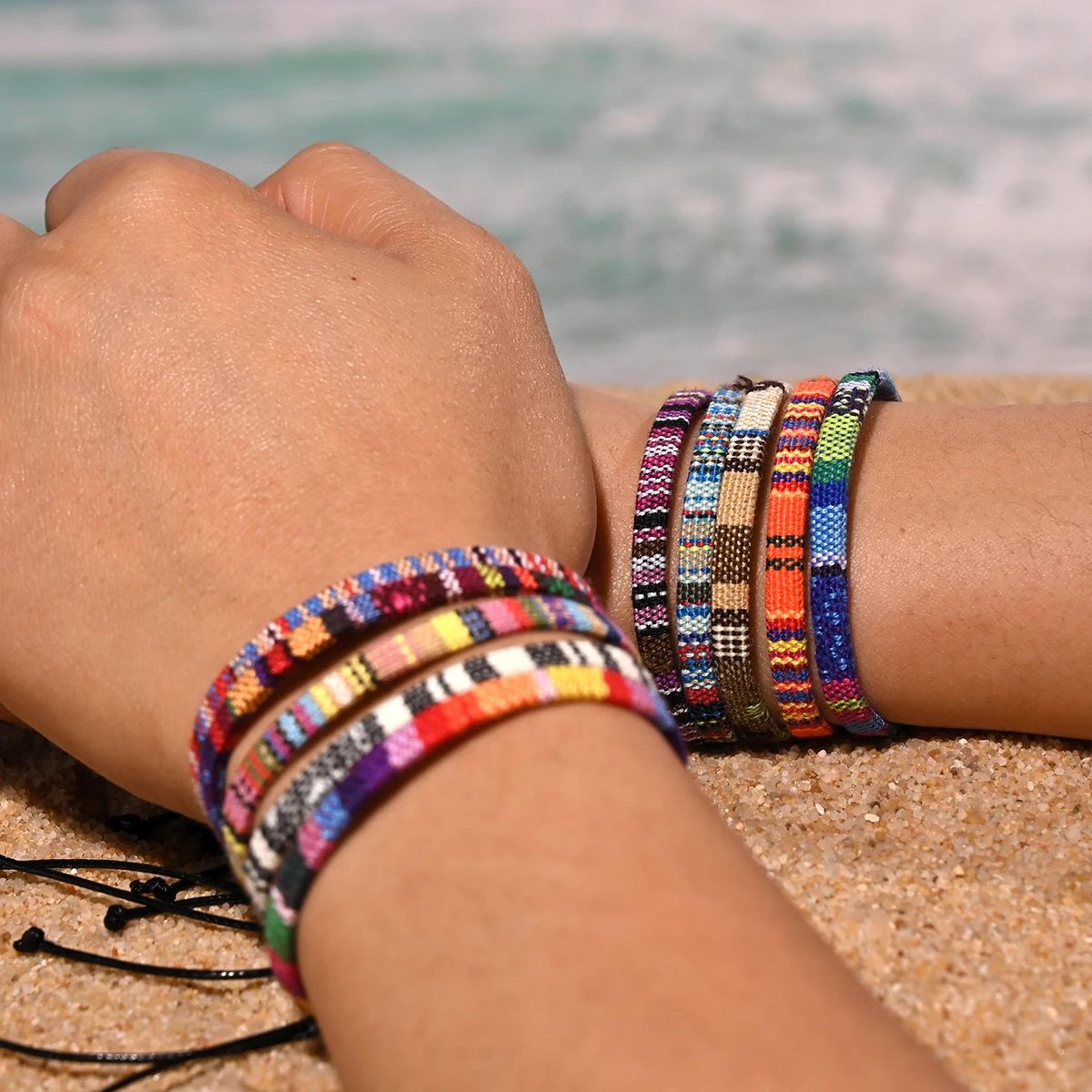 bohemian friendship bracelets set – 10 pcs woven yarn beach charm bracelets for women & men