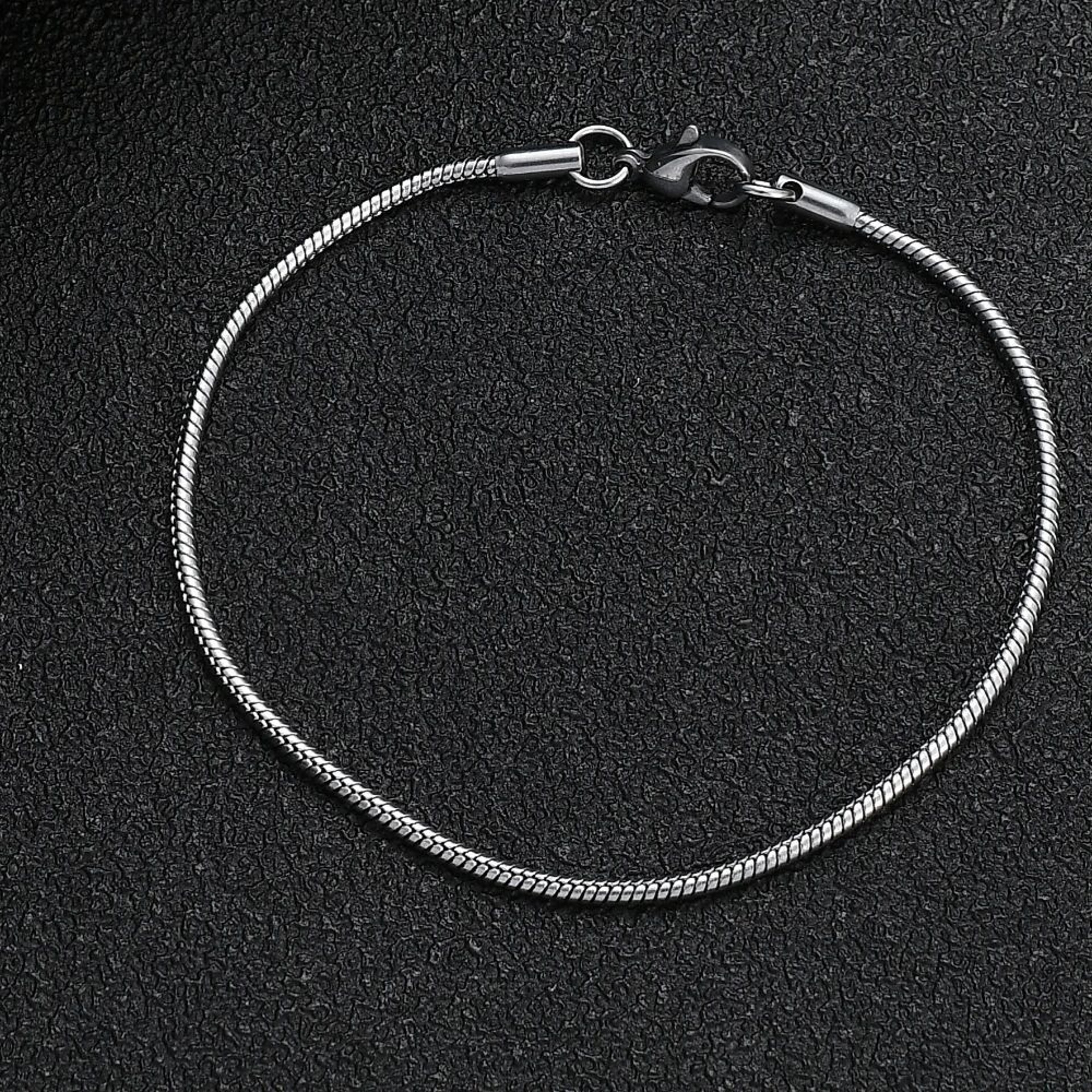 2 mm stainless steel snake chain bracelet – titanium steel link bracelet for women, hypoallergenic jewelry