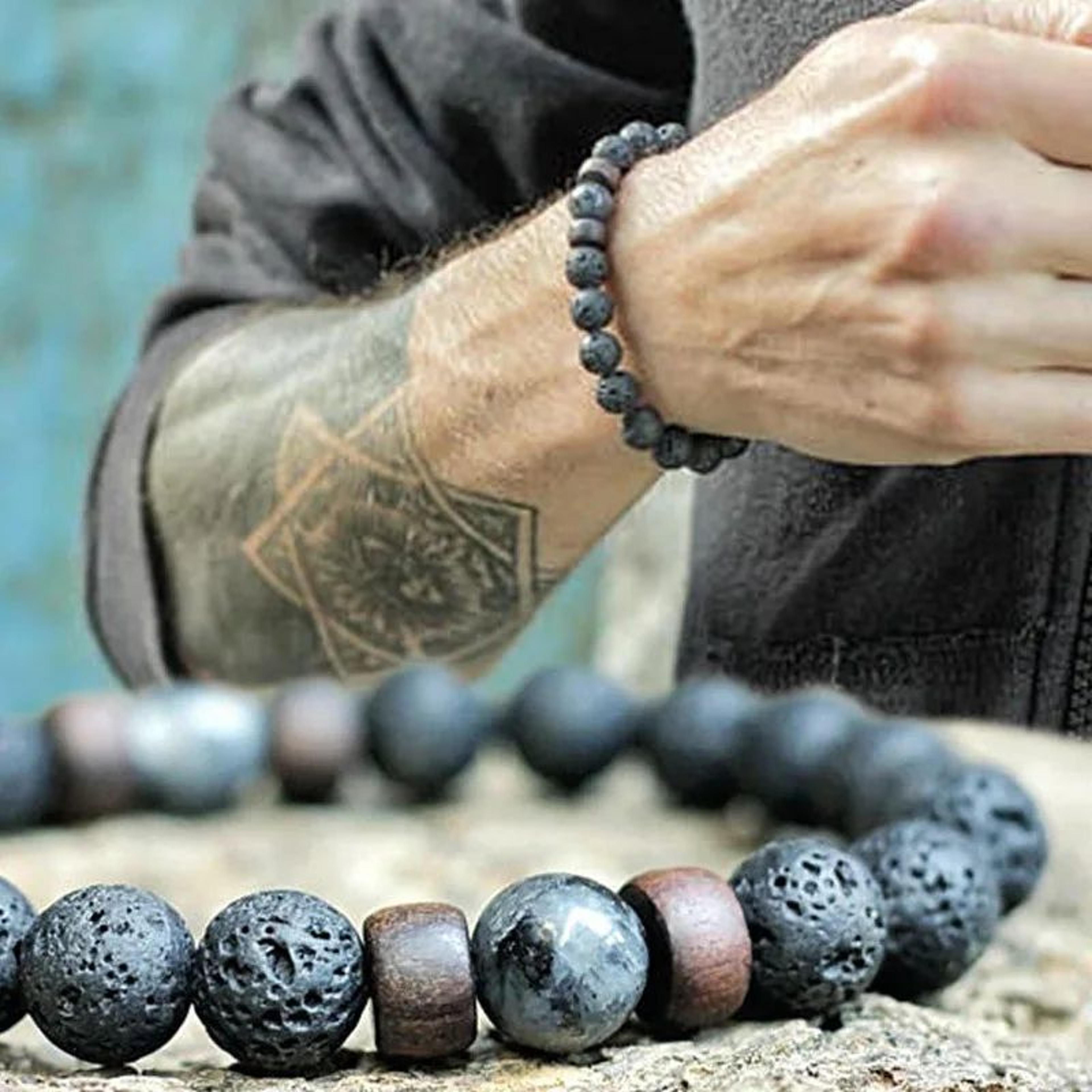 natural 8 mm lava stone bead bracelet – stretch meditation bracelet for men, volcanic rock jewelry accessory