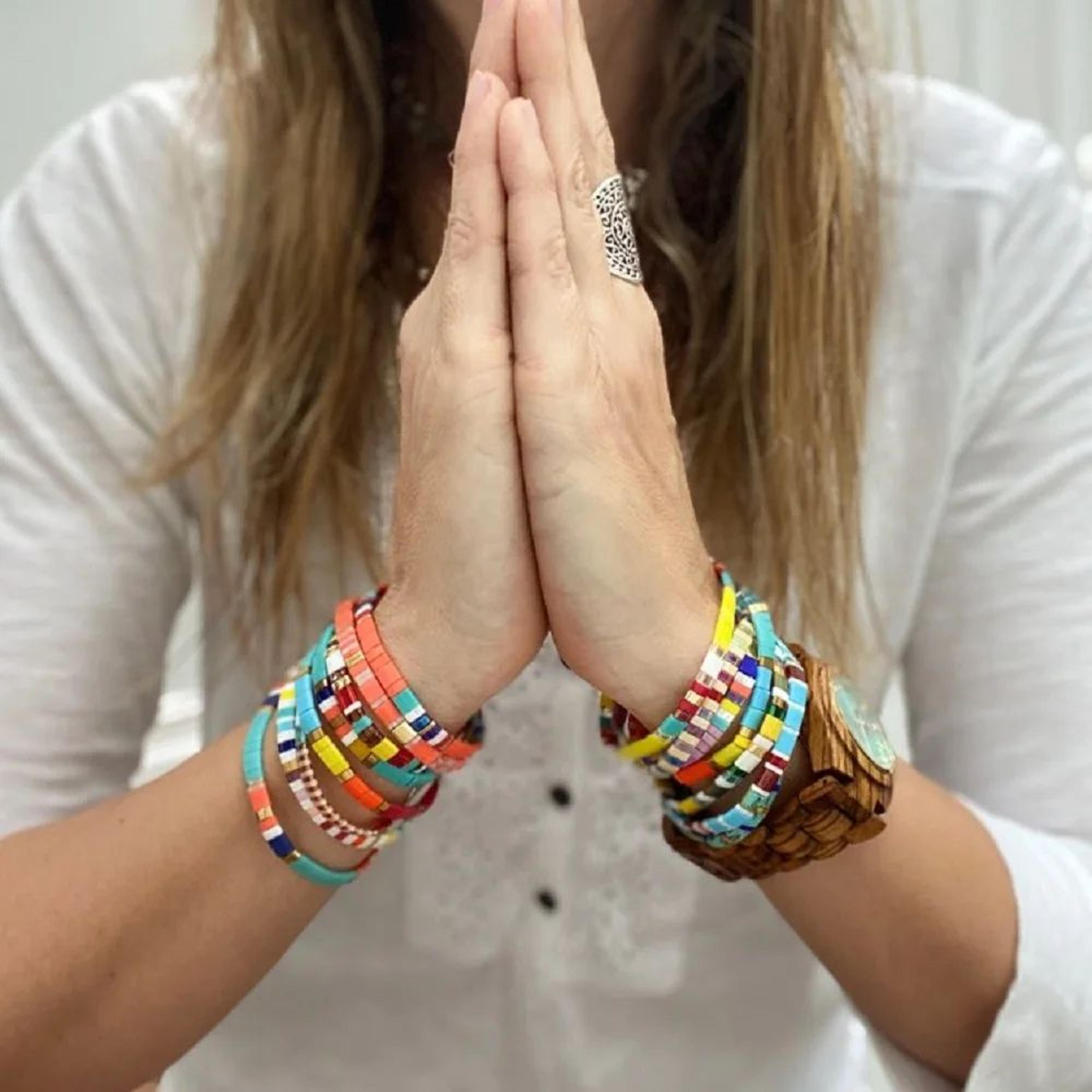 go2boho miyuki tila bead bracelet – boho rainbow beaded beach bracelet for women, summer stackable jewelry gift