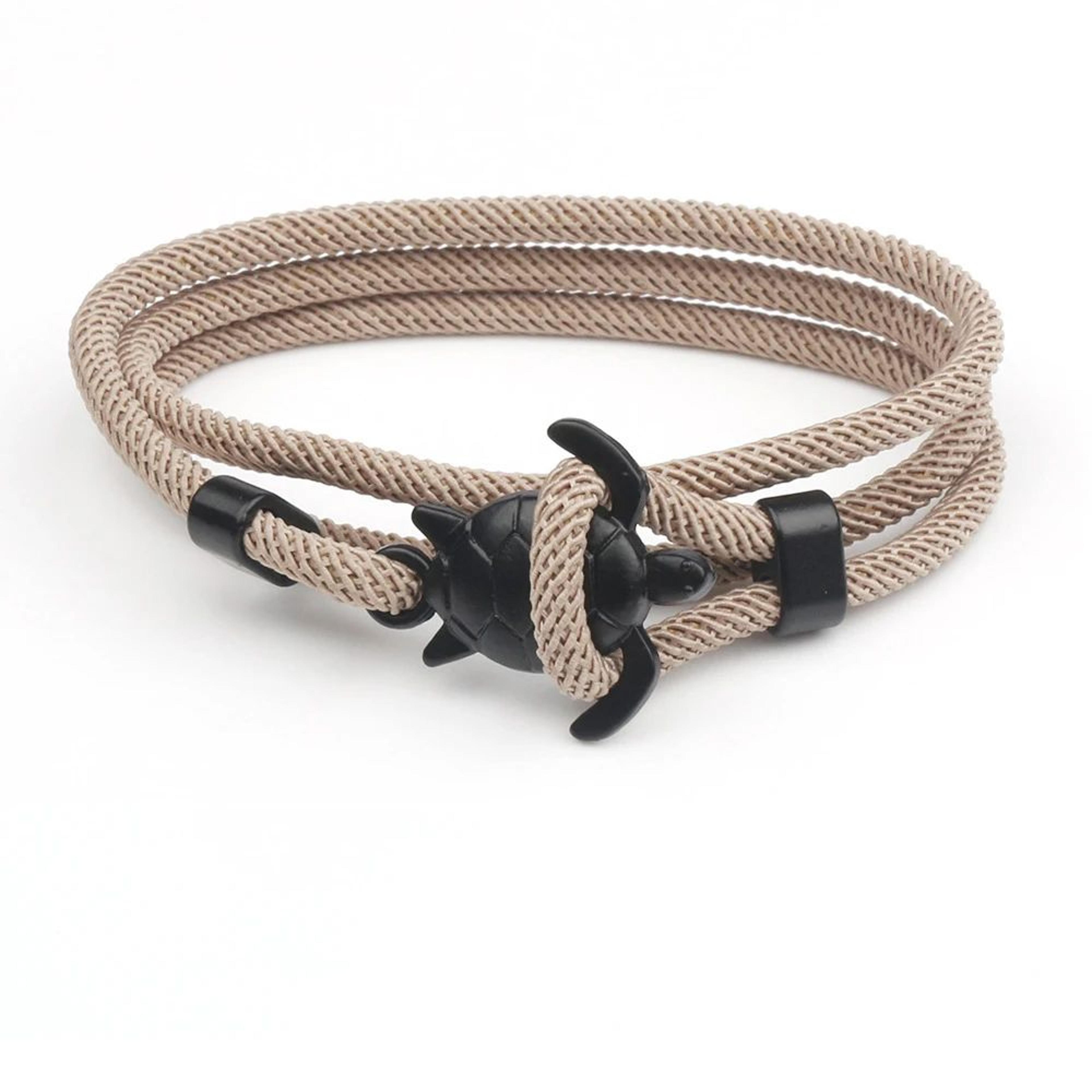 sea turtle rope bracelet for men – handwoven milan cord wristband, adjustable fashion friendship jewelry gift