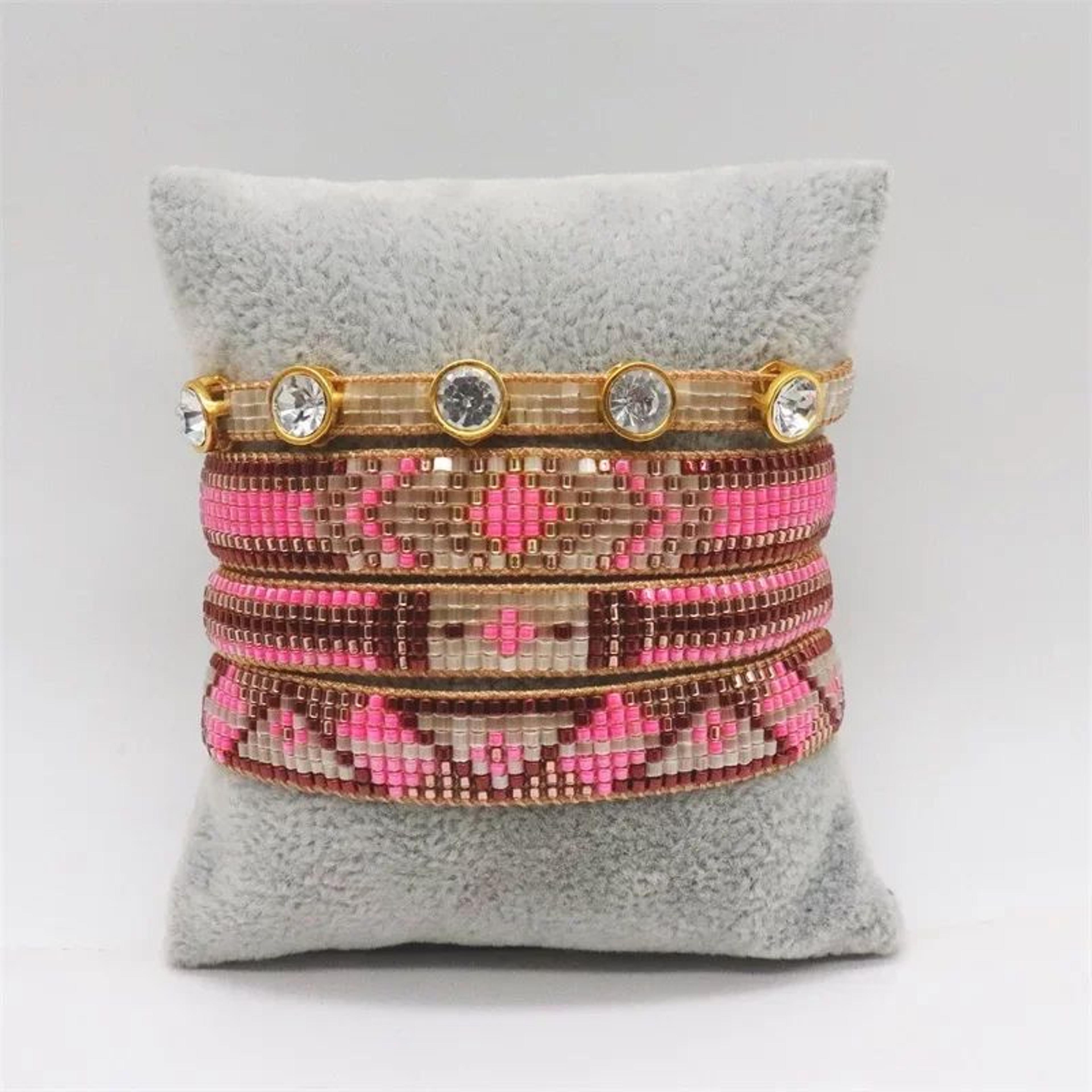 aliya miyuki beaded bracelet – boho rhinestone stretch bracelet for women, handmade fashion jewelry gift