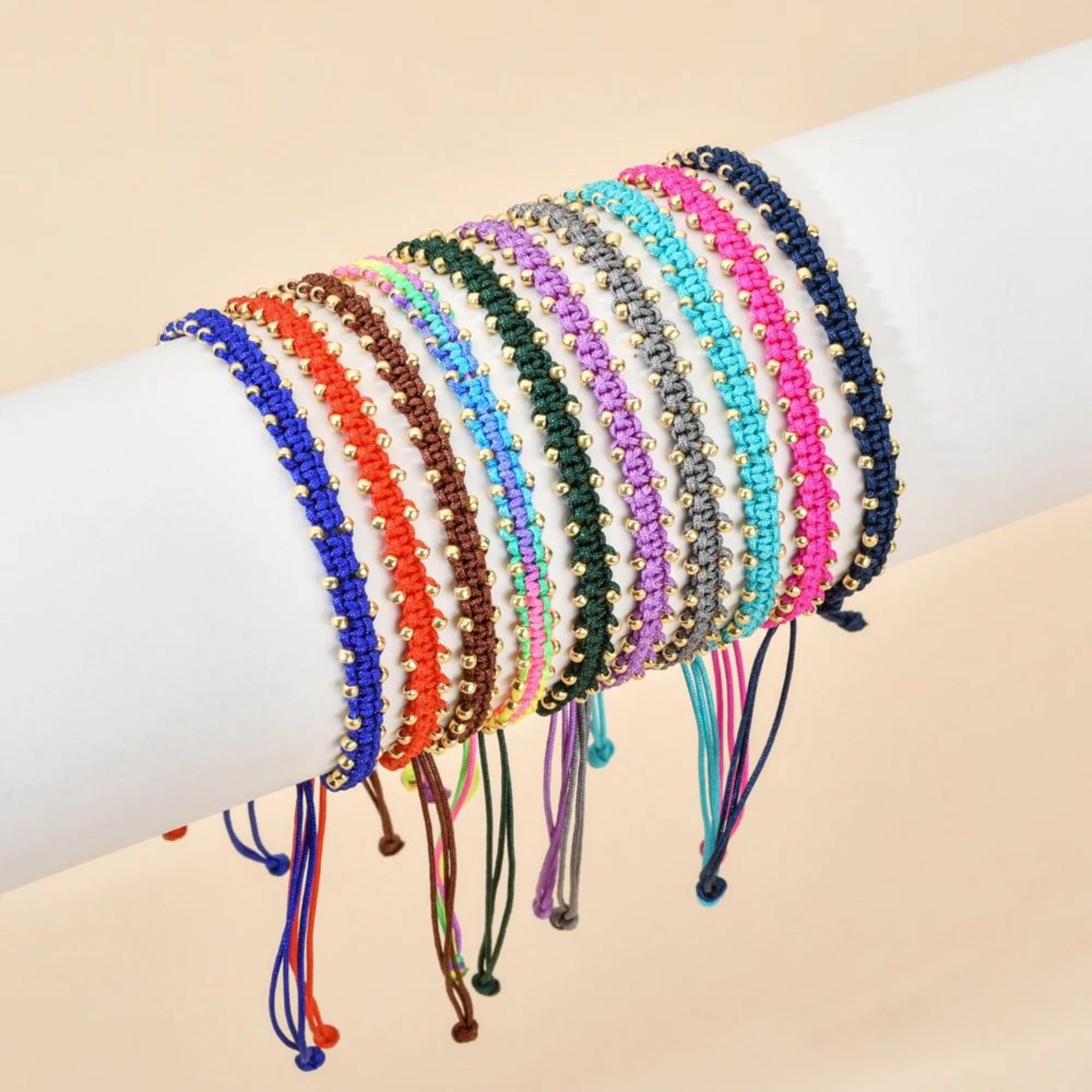 zmzy handmade miyuki beaded woven bracelet – adjustable cotton rope boho tassel bracelet for women & girls
